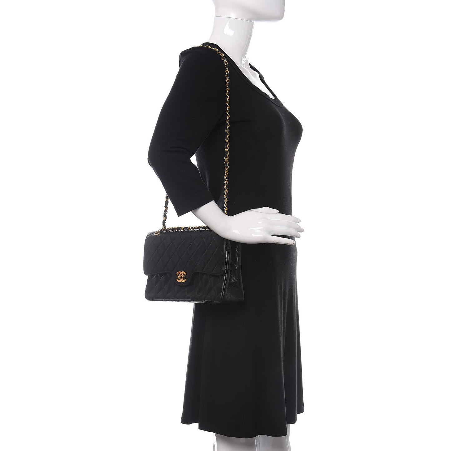 Lambskin Quilted Medium Double Flap Black