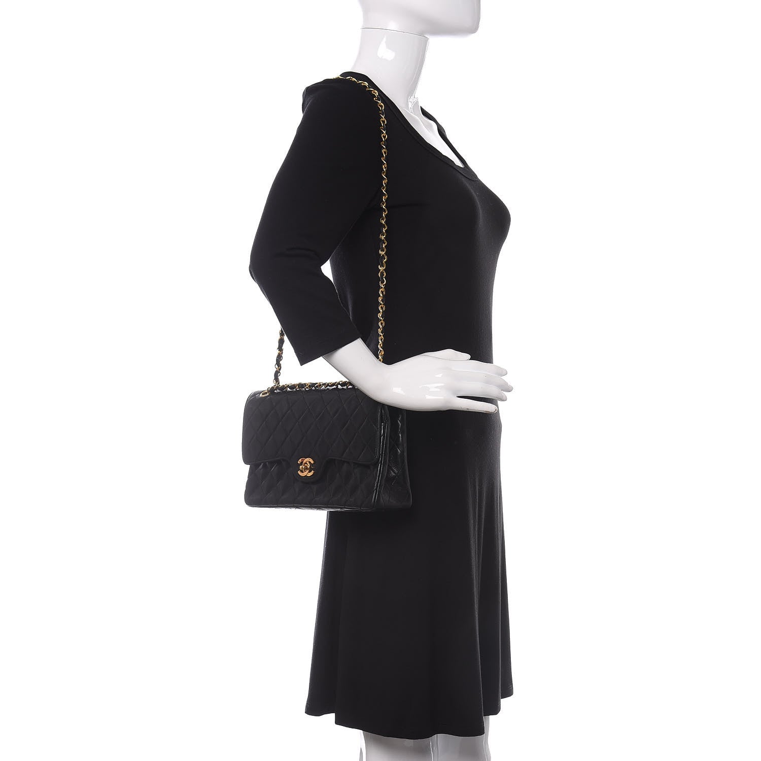 Chanel Lambskin Quilted Medium Double Flap Black 2 of 13