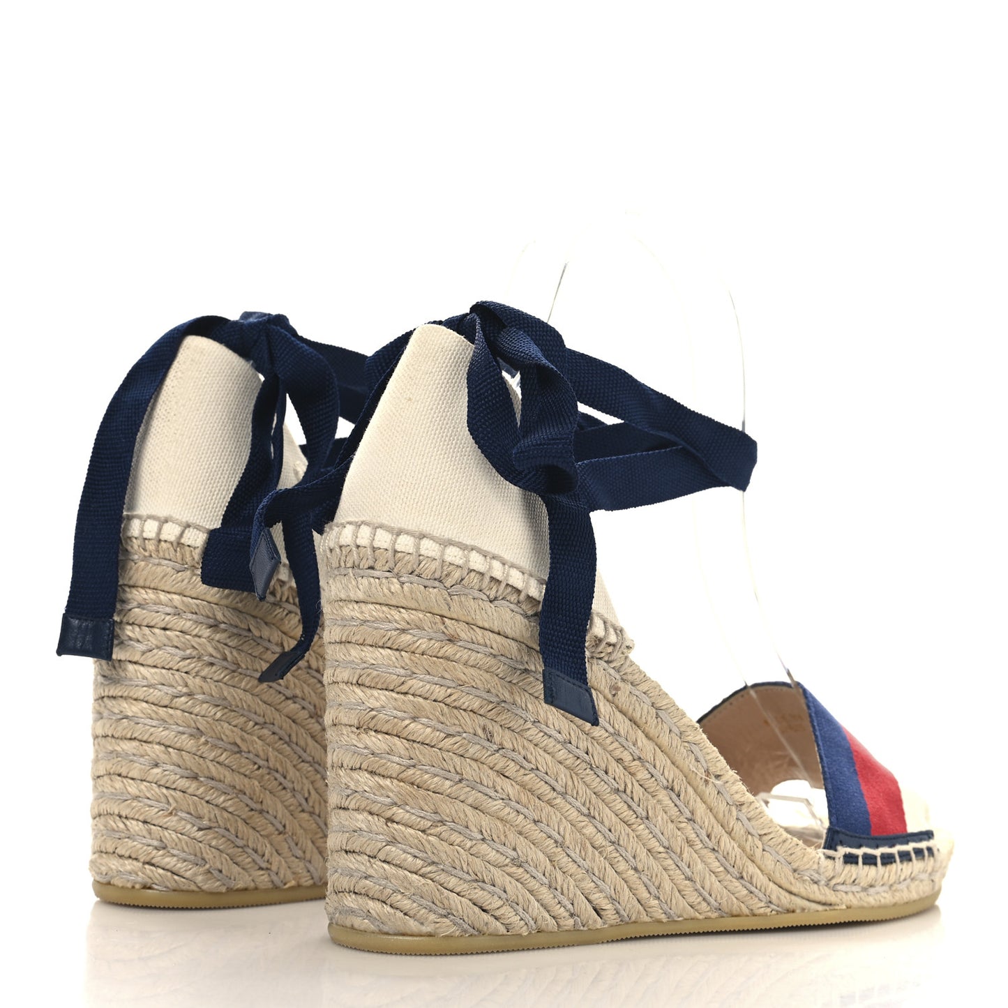 Canvas Sylvie Web Ankle Wrap Espadrille Wedge Sandals 39.5 Mystic White Hibiscus Red Maritime