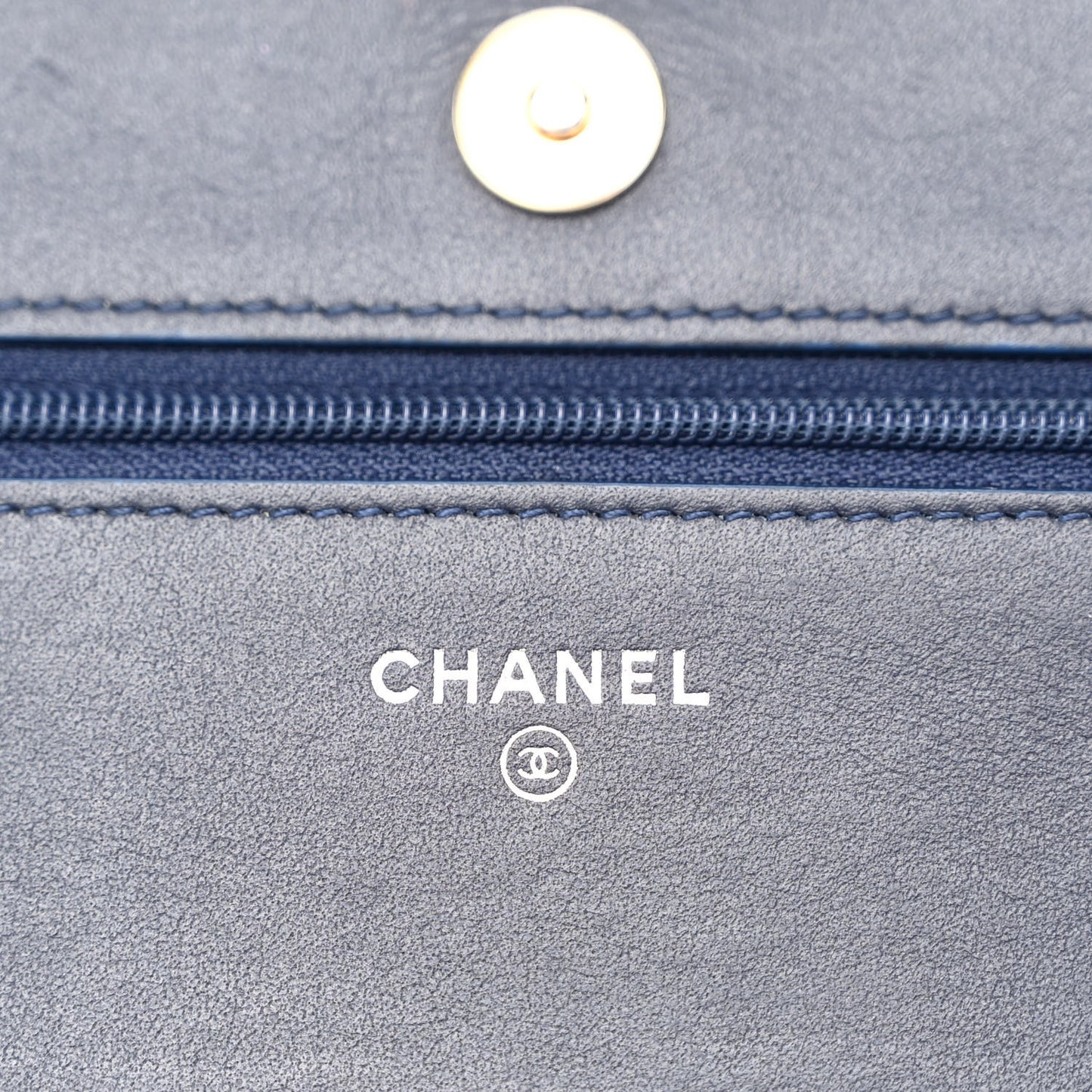 Denim Quilted Gabrielle Wallet On Chain WOC Blue