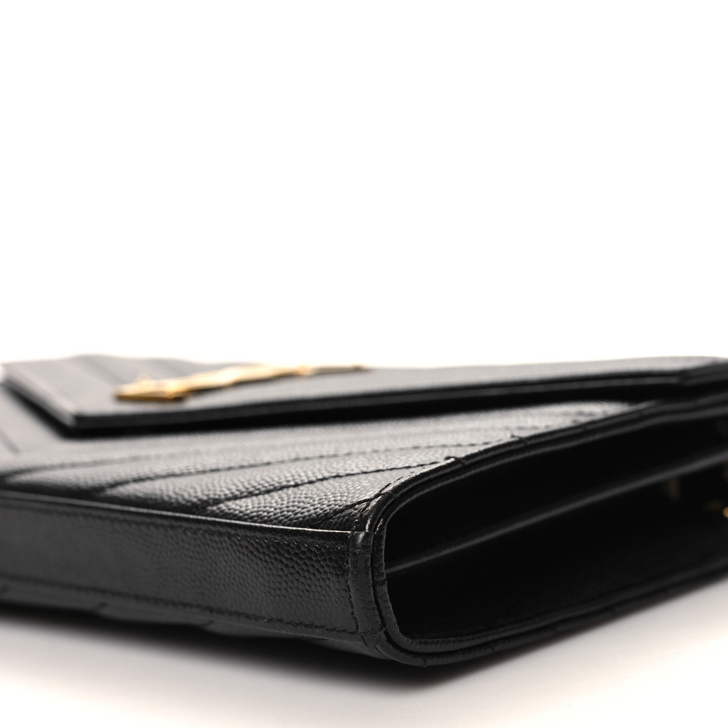 Grain De Poudre Matelasse Chevron Monogram Chain Wallet Black