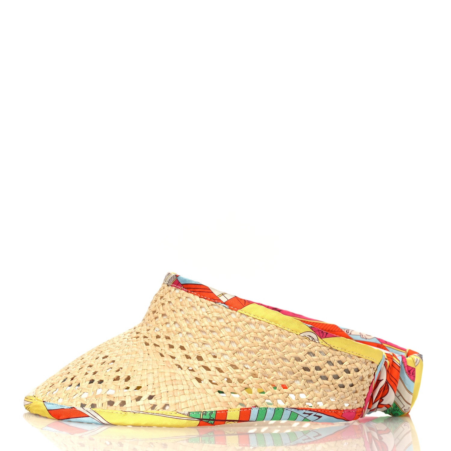 Hermes Panama Straw Woven Silk Astrologie Nouvelle Emilie Visor M Natural Amazone Pop 4 of 7
