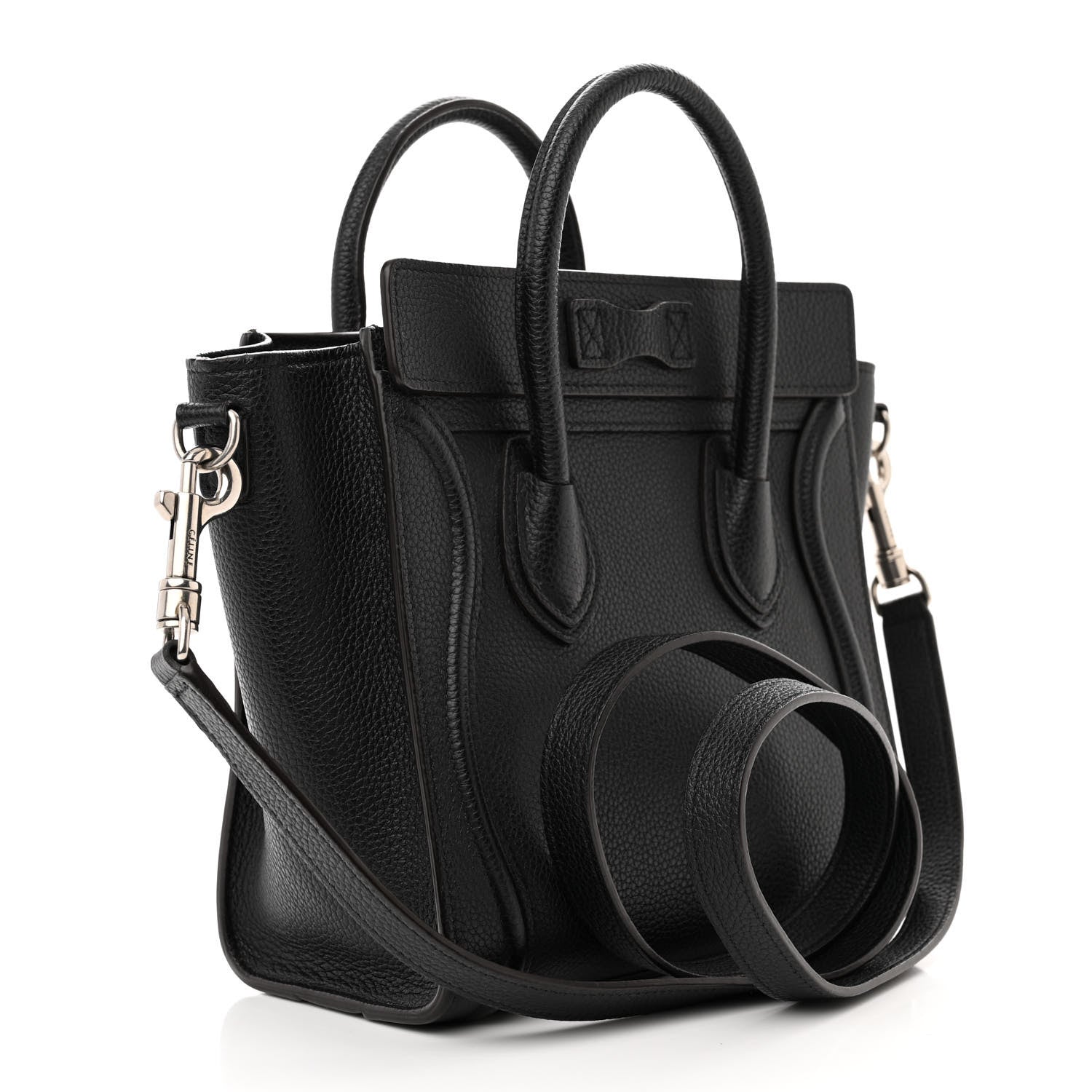 Celine Drummed Calfskin Nano Luggage Black 3 of 13