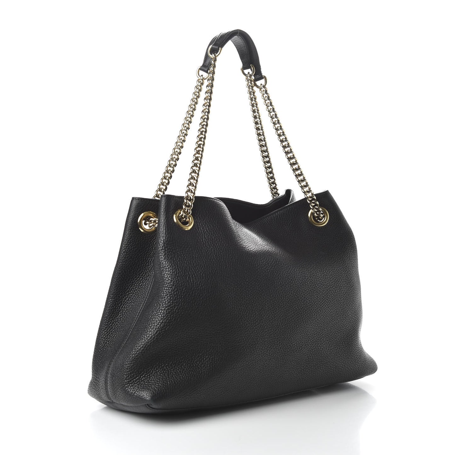 Pebbled Calfskin Medium Soho Chain Shoulder Bag Black