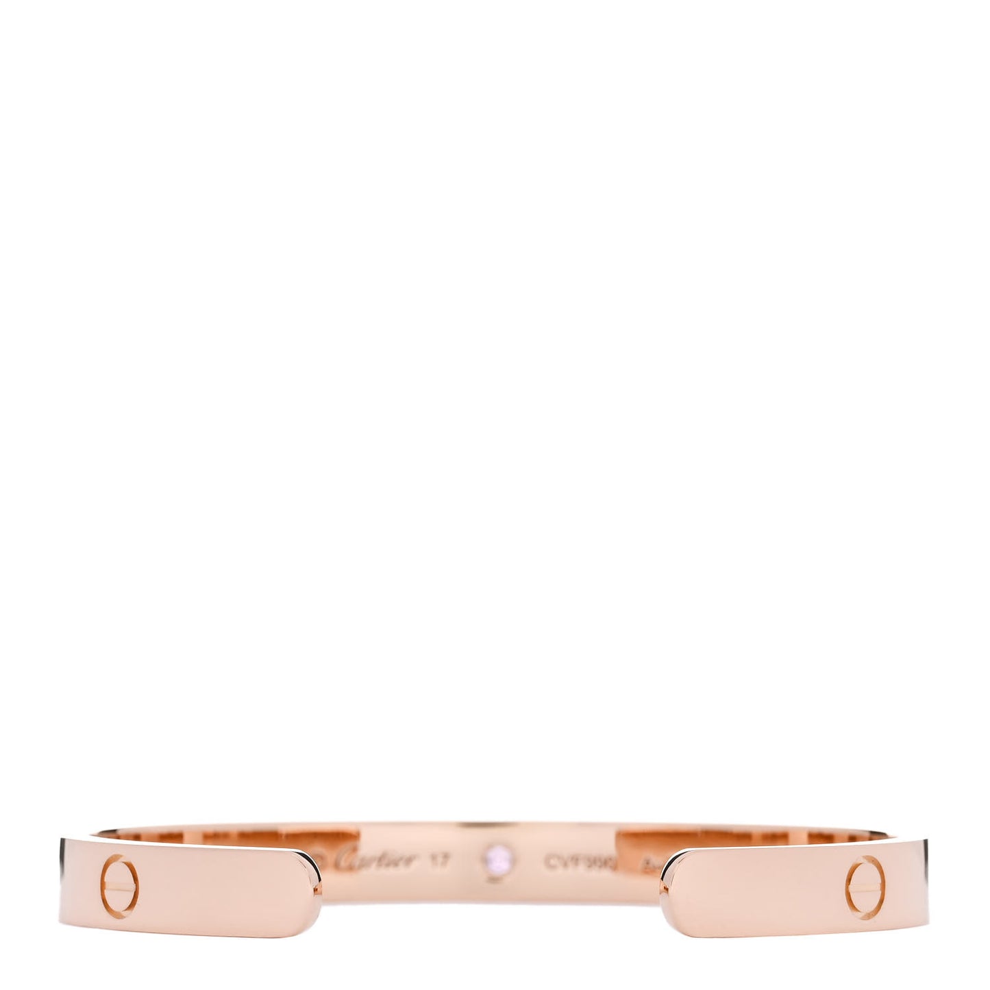 18K Pink Gold Pink Sapphire LOVE Cuff Bracelet 17