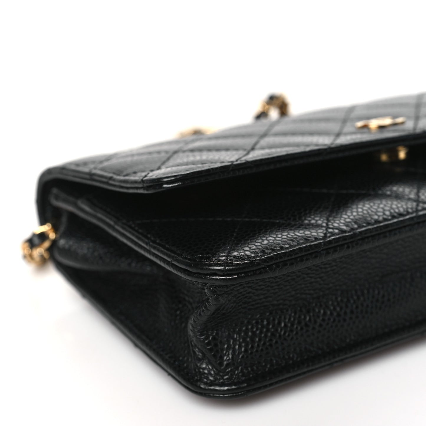 Caviar Quilted Wallet on Chain WOC Black