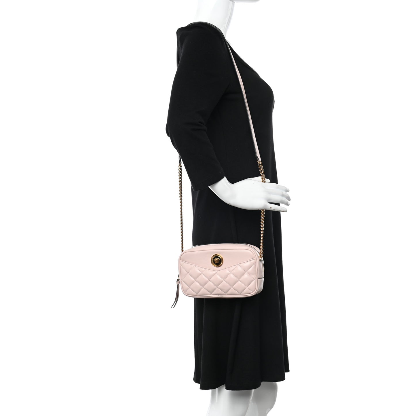 Nappa Quilted La Medusa Camera Bag Light Pink