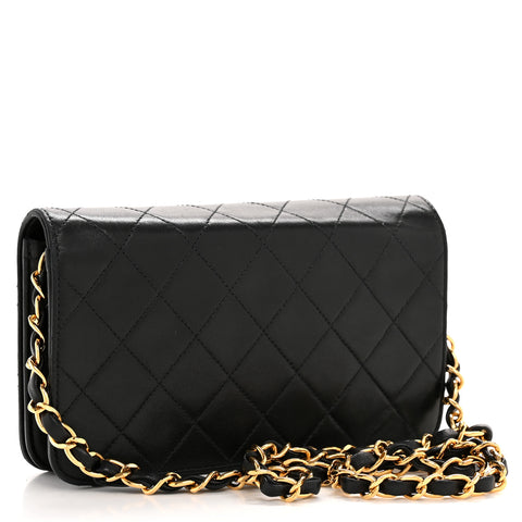 Lambskin Quilted Small Single Flap Black