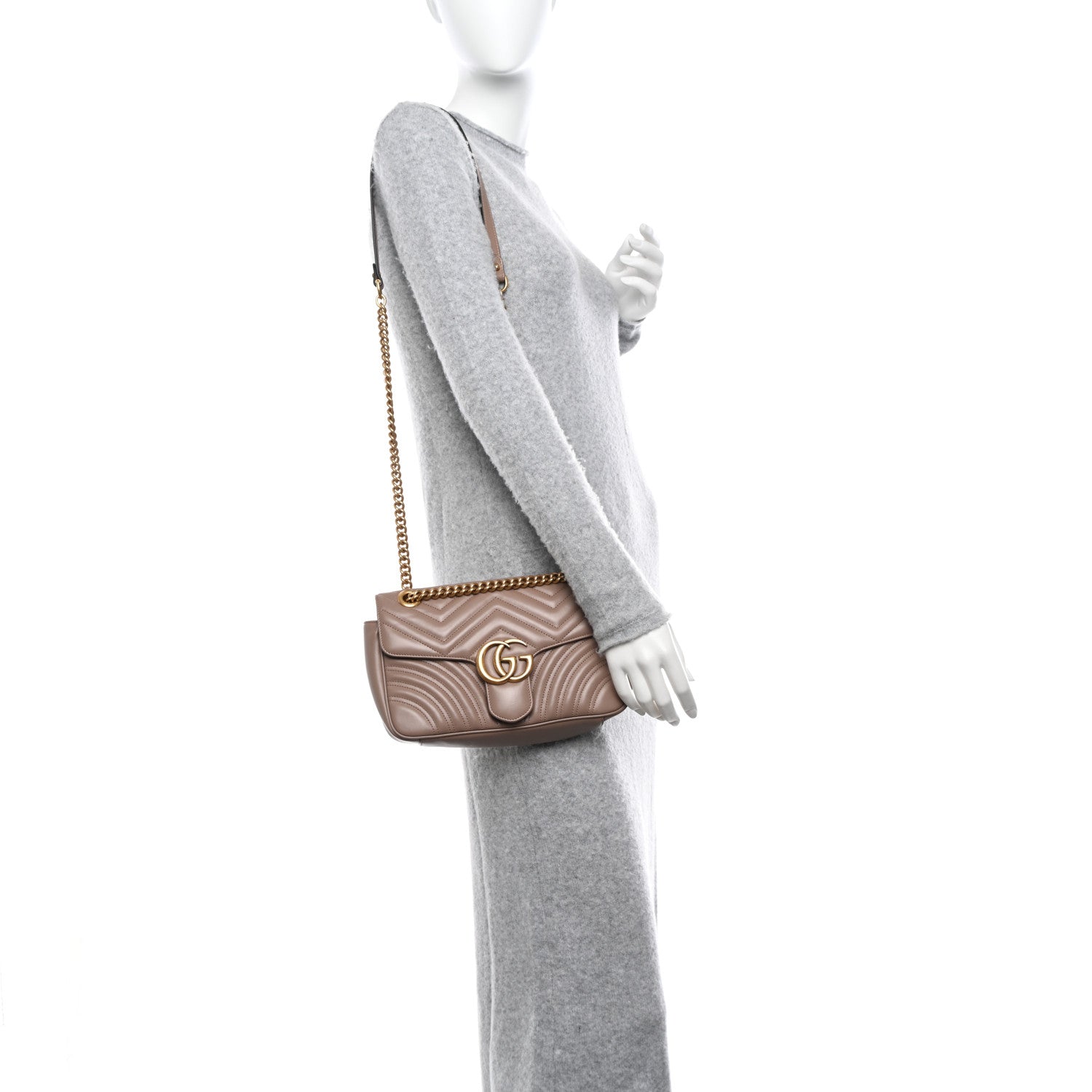Gucci Calfskin Matelasse Small GG Marmont Shoulder Bag Porcelain Rose 2 of 11