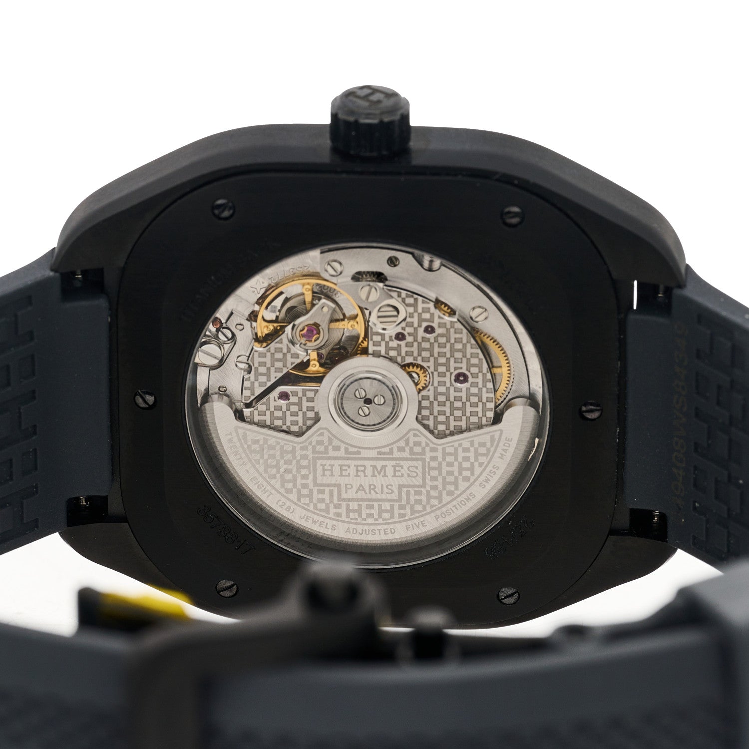 Hermes DLC Coated Titanium Rubber 39mm H08 Automatic Watch Noir 4 of 5