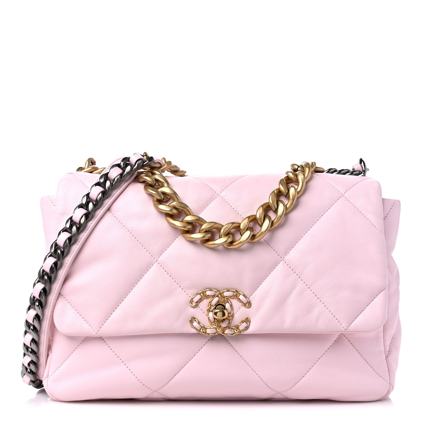 Lambskin Quilted Large Chanel 19 Flap Light Pink