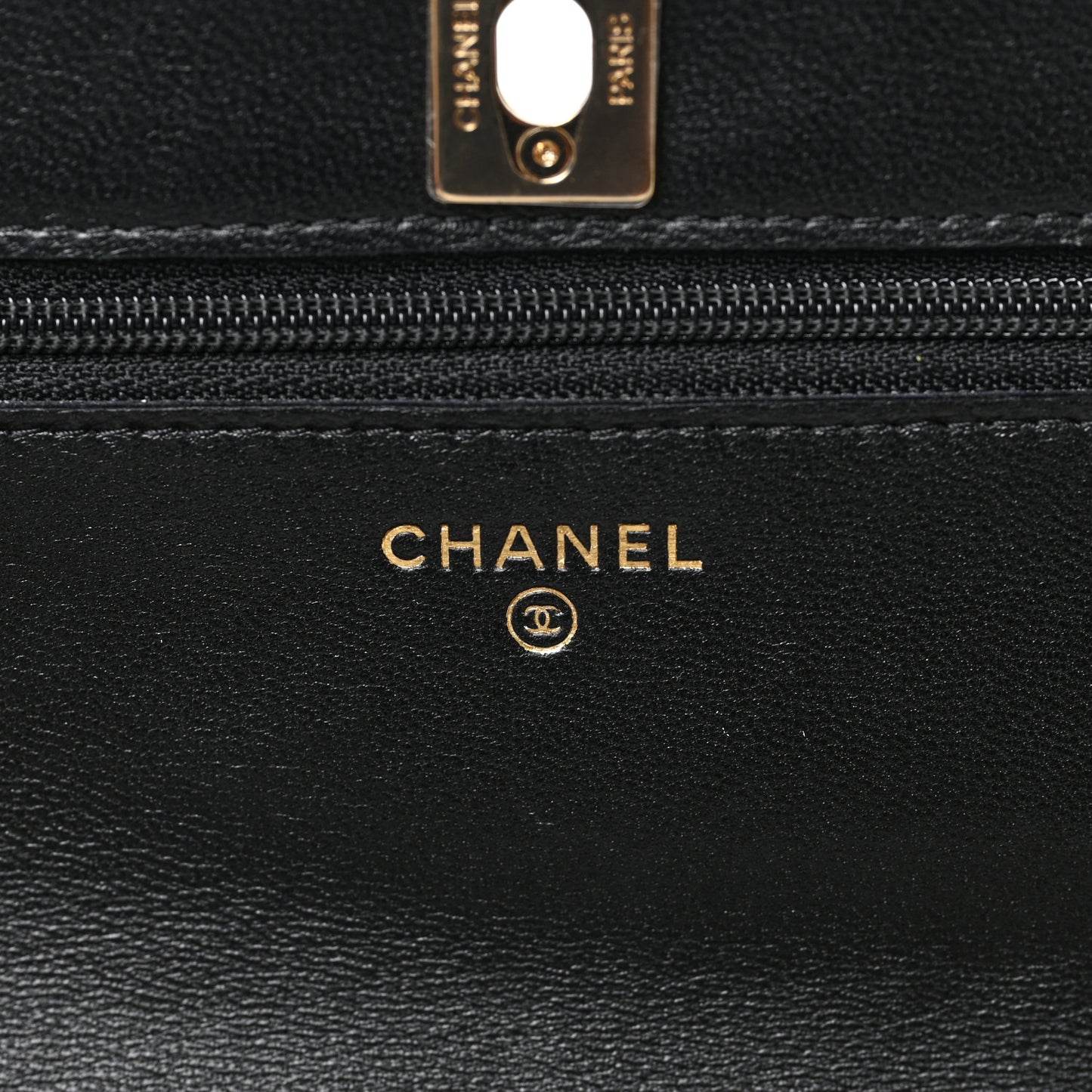 Lambskin Enamel Quilted Pearl Crush Wallet On Chain WOC Black