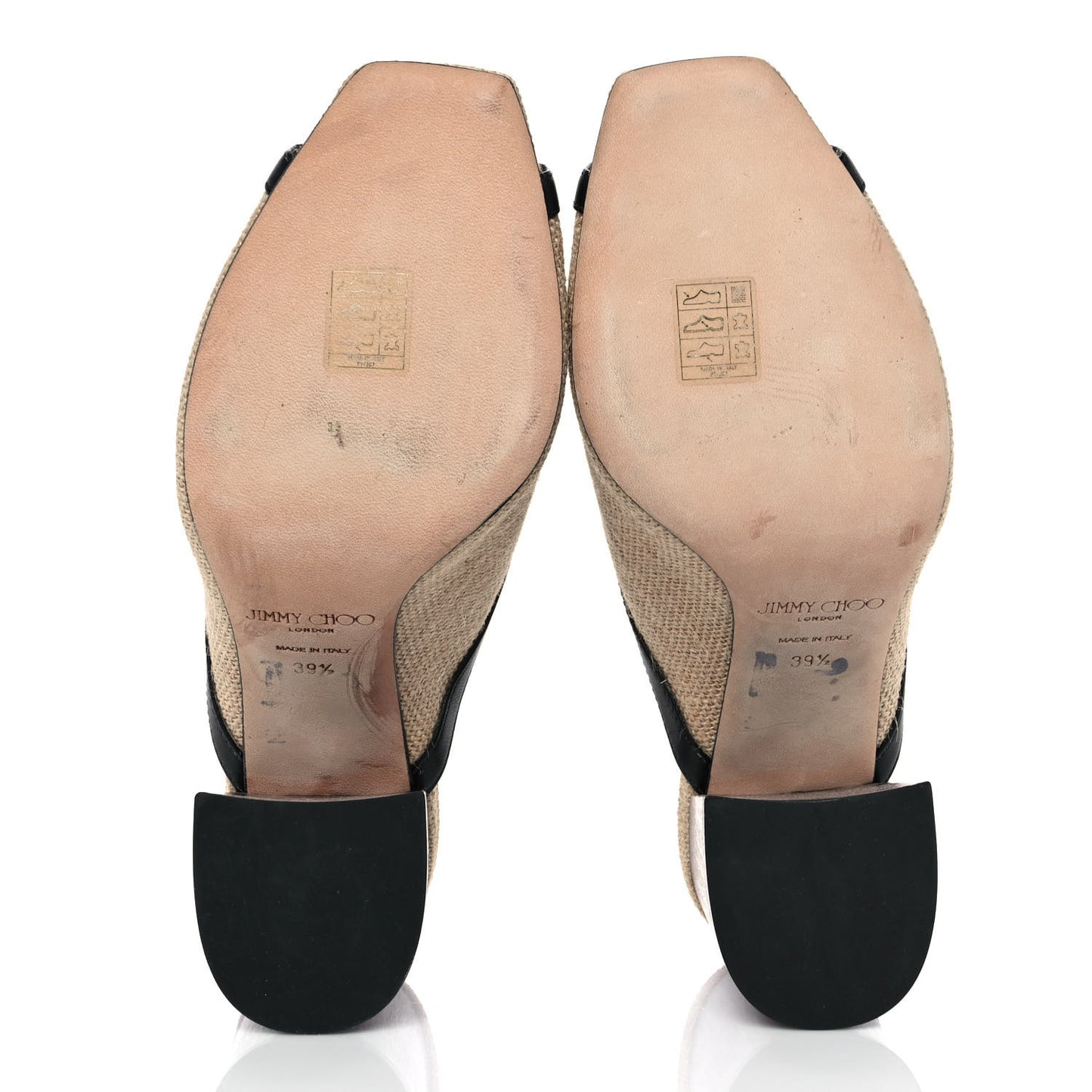 Canvas Calfskin Mules 39.5 Beige Black