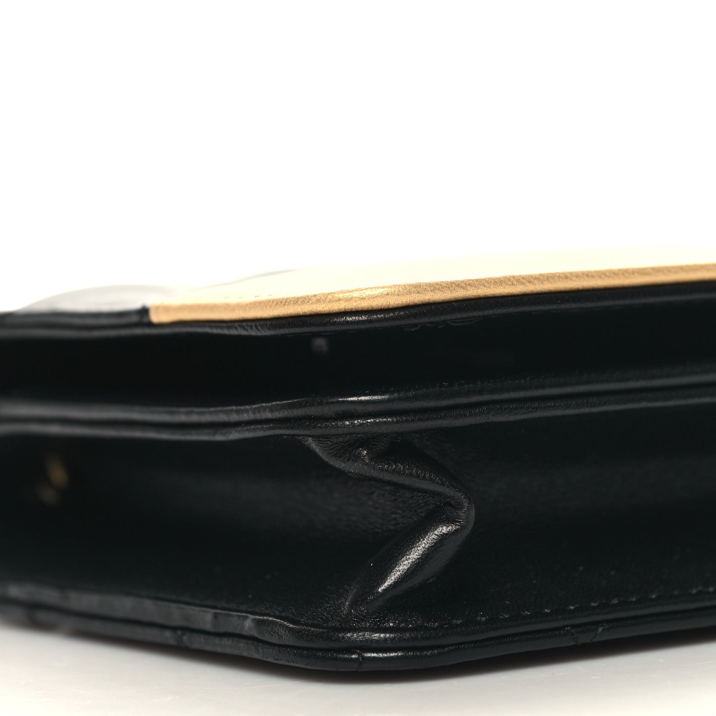 Lambskin Quilted Wallet On Chain WOC Black Beige
