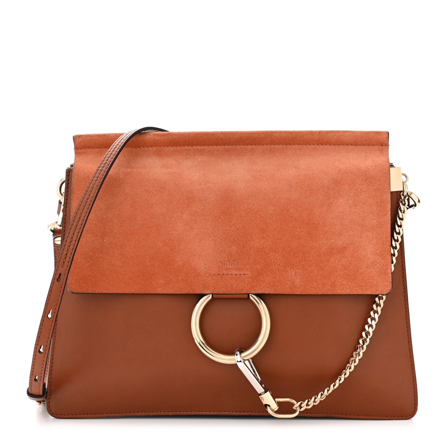 Suede Calfskin Medium Faye Shoulder Bag Tobacco