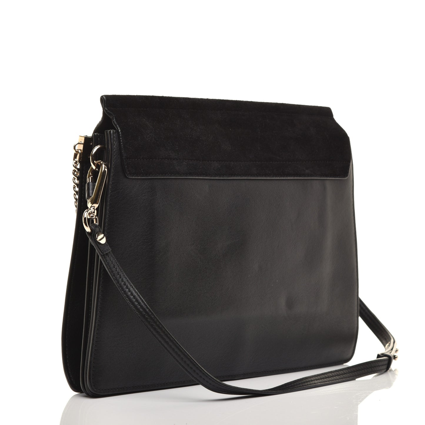 Suede Calfskin Medium Faye Shoulder Bag Black