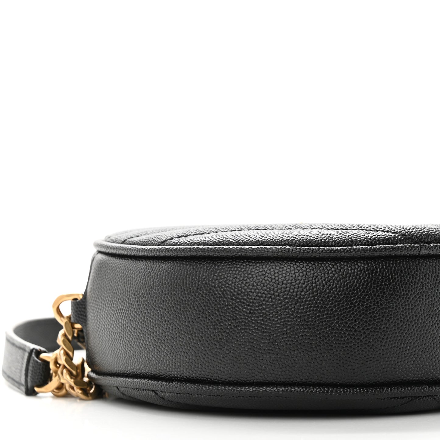 Grain De Poudre Matelasse Chevron Quilted Round Vinyle Camera Bag Black