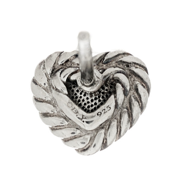 David Yurman Sterling Silver Diamond Petite Pave Heart Earrings 4 of 6