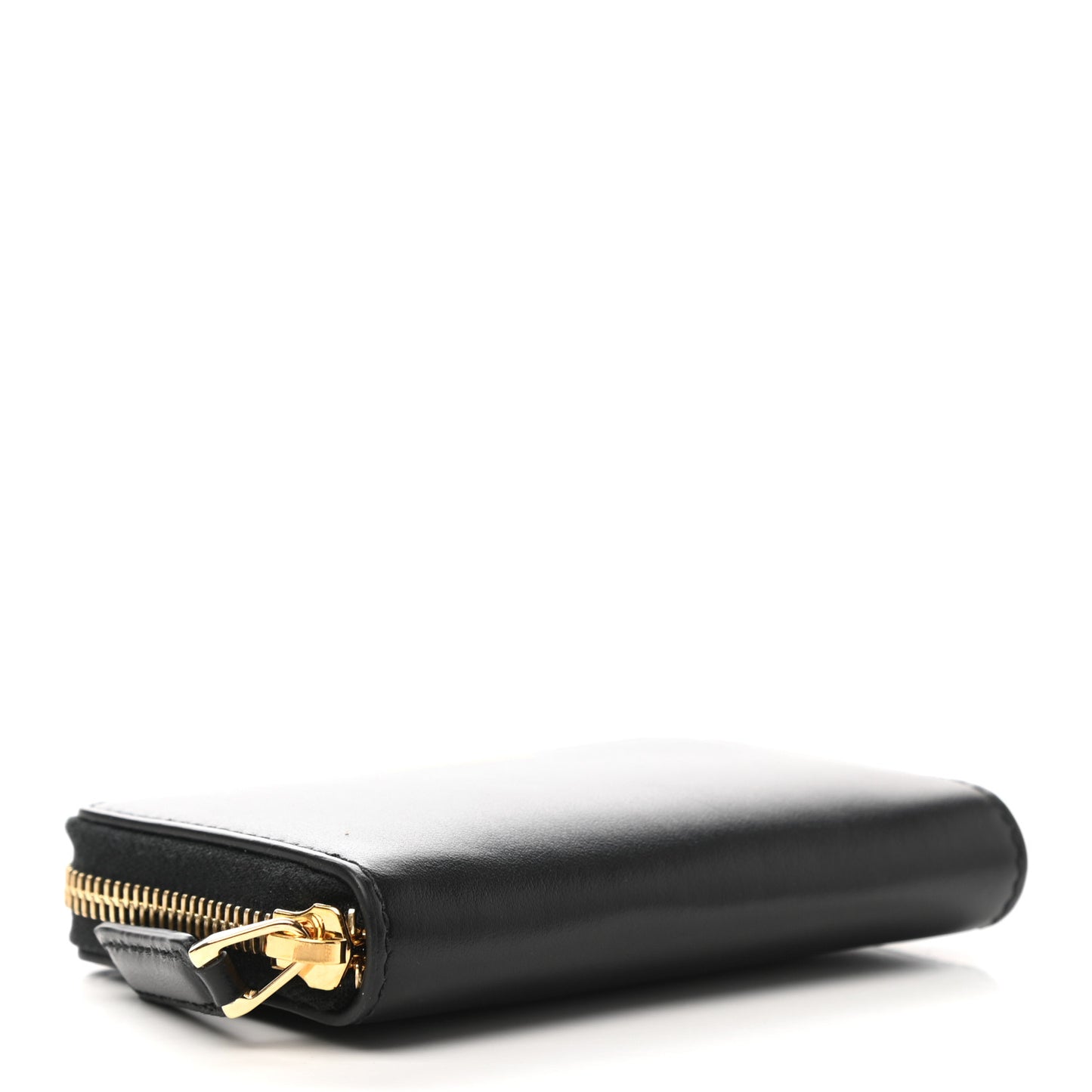 Plutone Calfskin Logo Zip Around Card Case Black