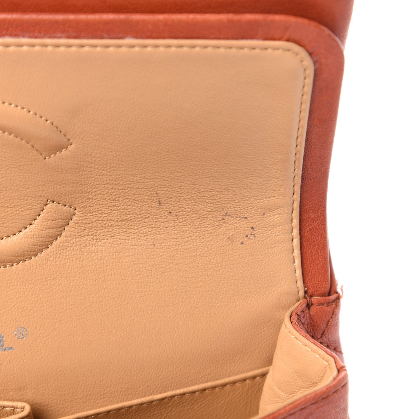 Glazed Lambskin Quilted Medium Double Flap Bijoux Chain Dark Orange