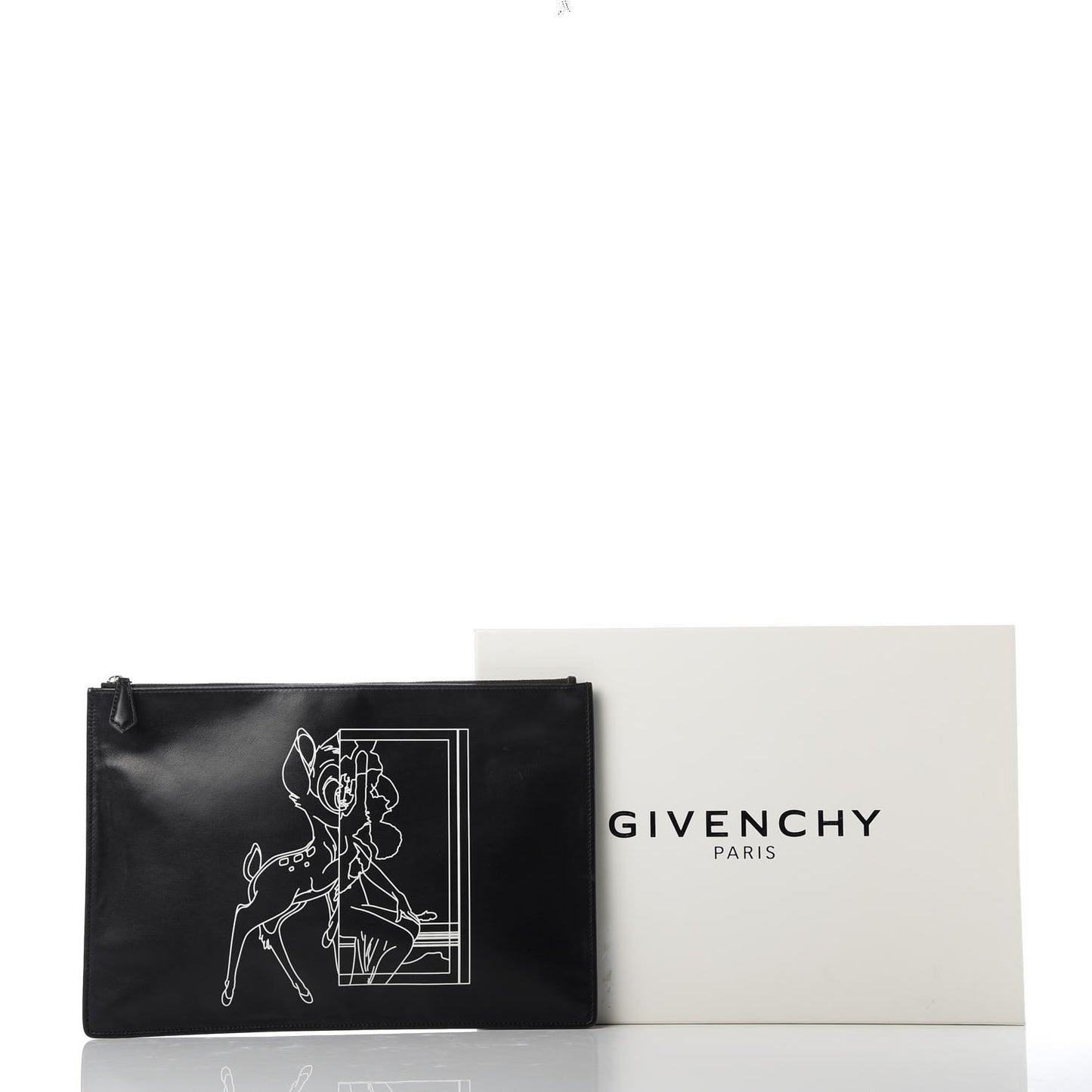 Calfskin Bambi Print Large Cosmetic Pouch Black