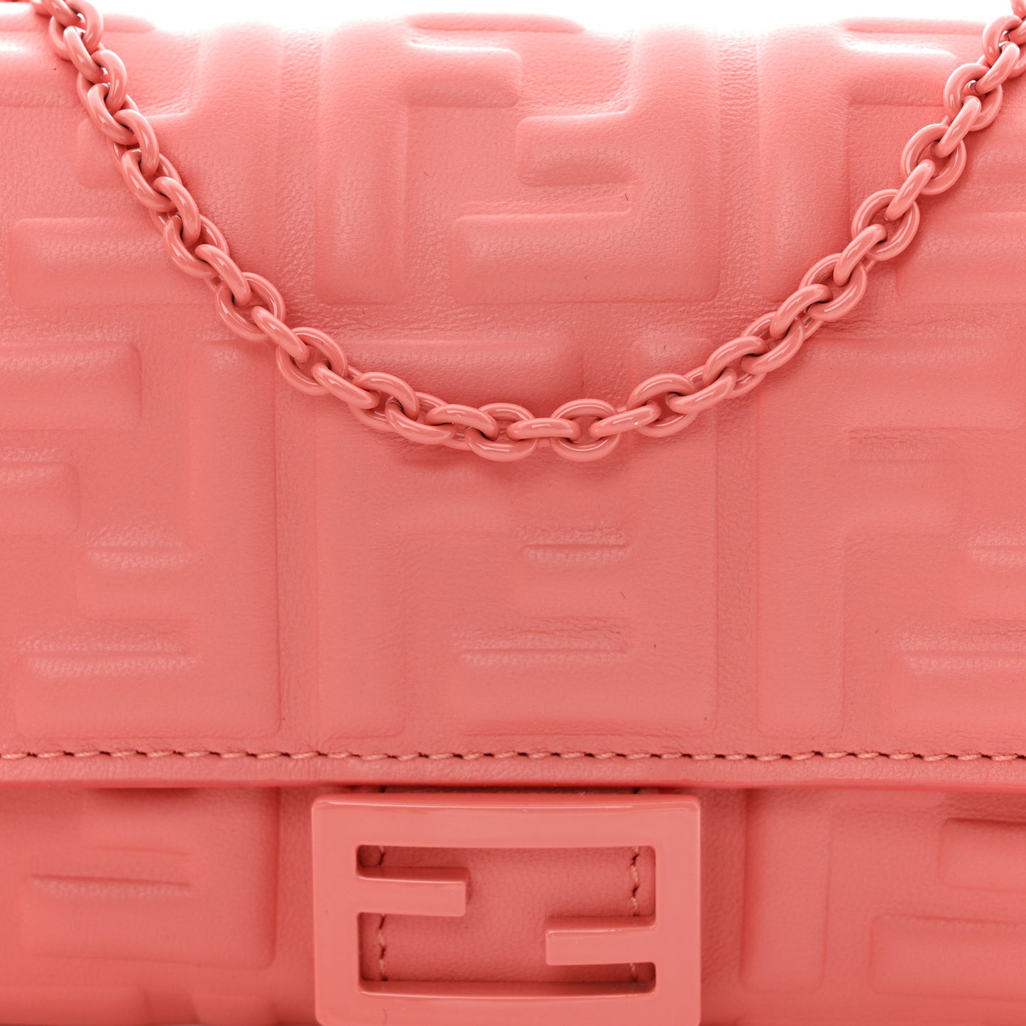 Nappa FF Embossed Continental Wallet On Chain Pink