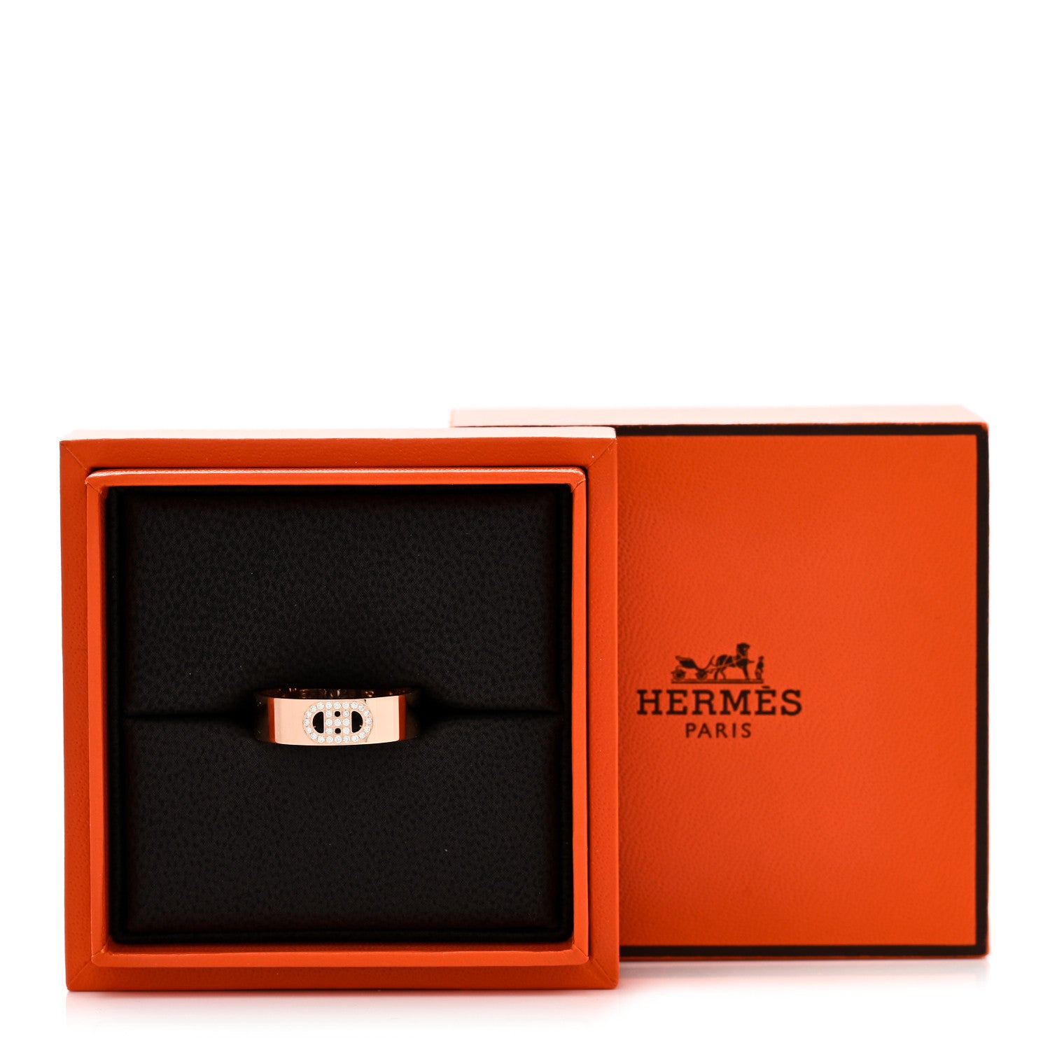 Hermes 18K Rose Gold Diamond PM H D'Ancre Ring 55 7.25 4 of 4