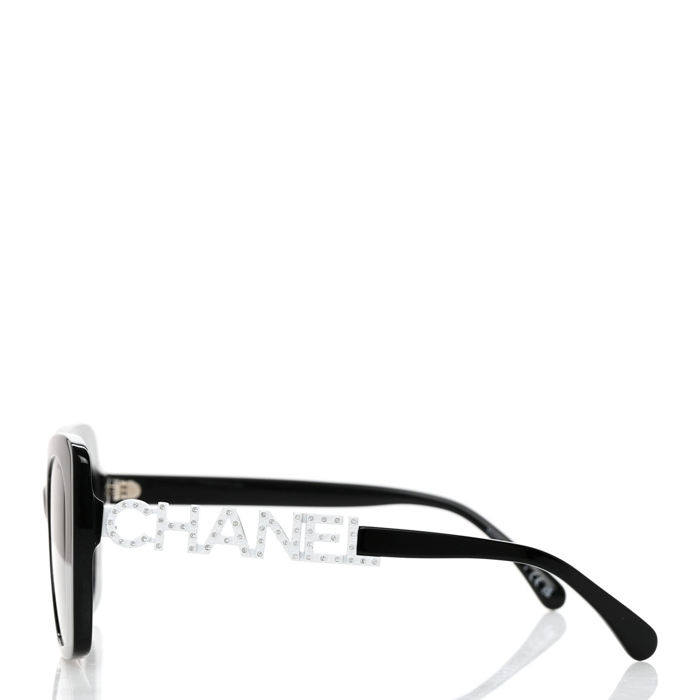 Acetate Strass Square Sunglasses 5422-B Black White