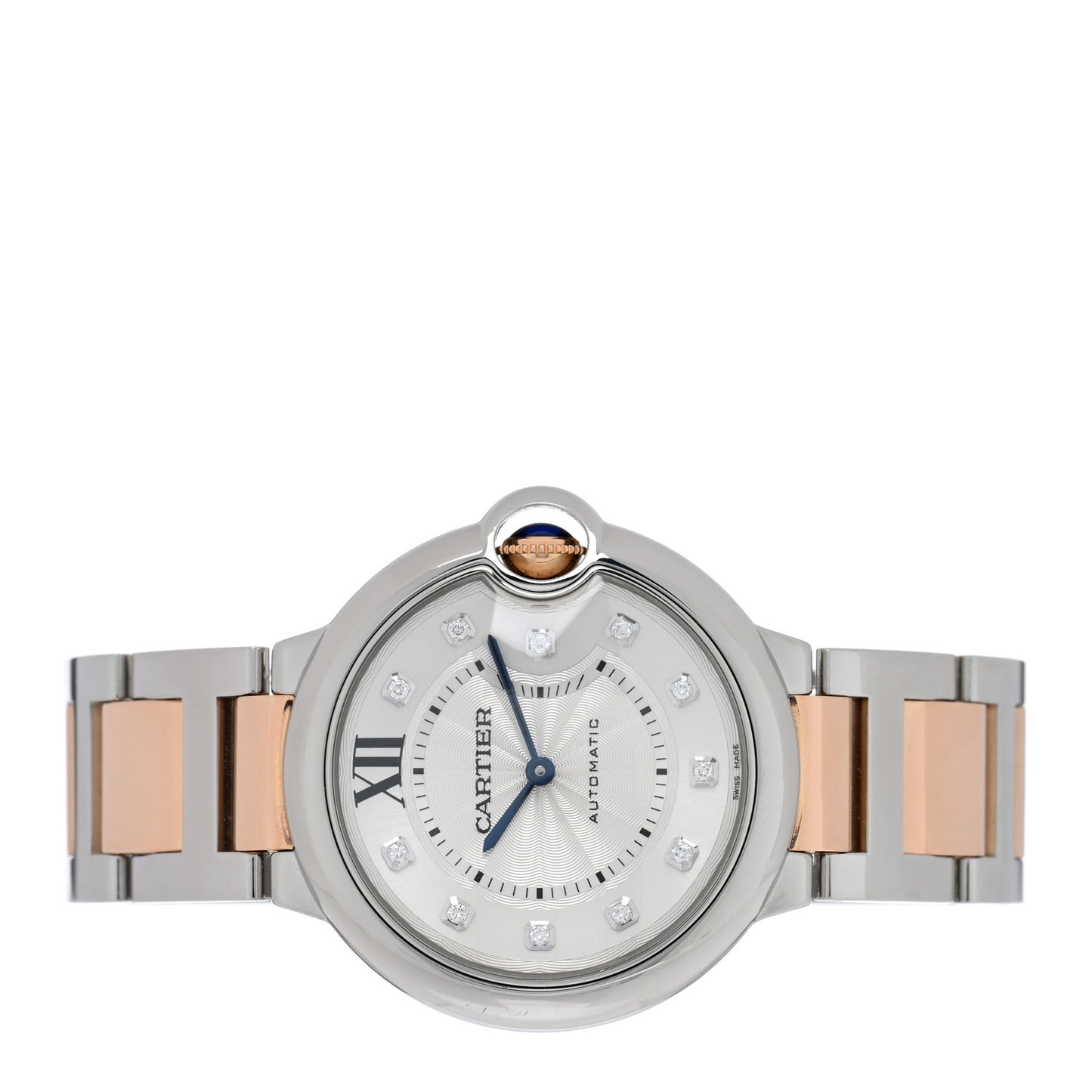 Stainless Steel 18K Pink Gold Diamond 36mm Ballon Bleu De Cartier Automatic Watch