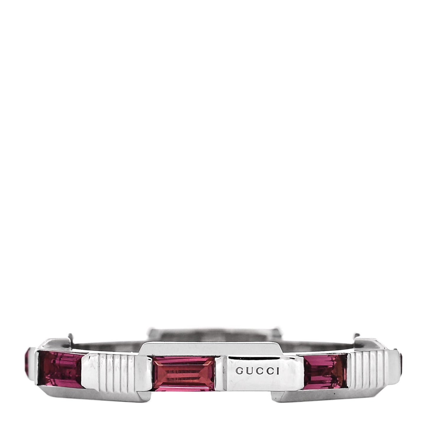 18K White Gold Rubellite Narrow Link to Love Ring 57 8
