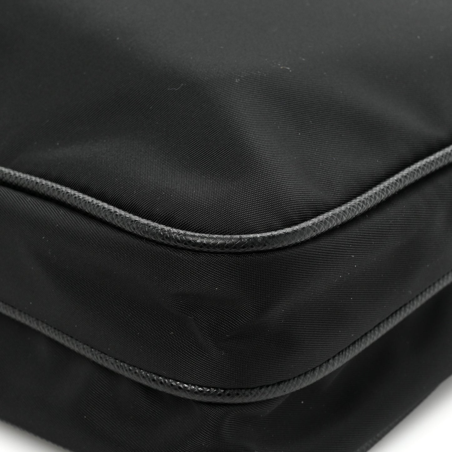 Re-Nylon Saffiano Pocket Flat Messenger Bag Black