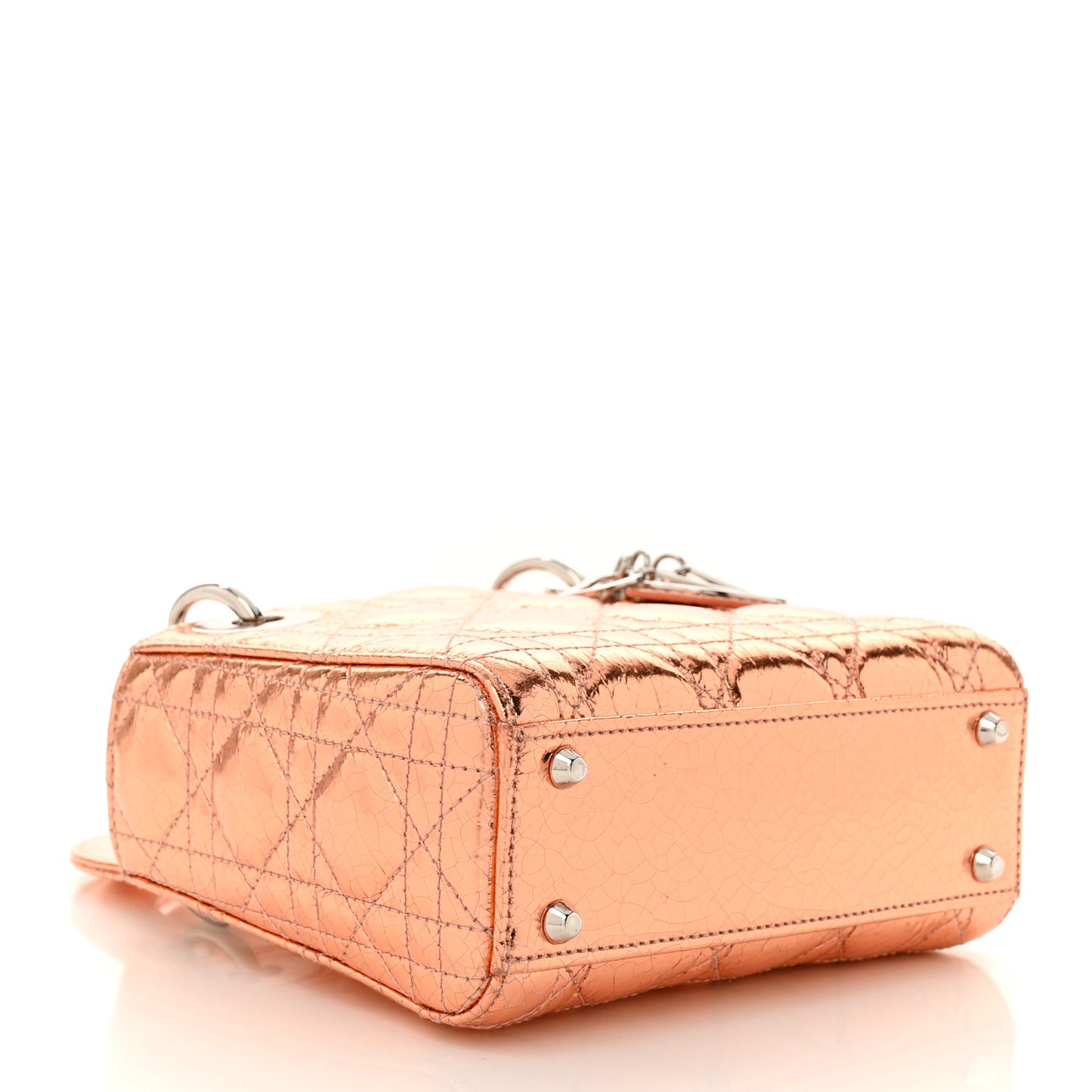 Metallic Calfskin Cannage Mini Lady Dior Pink