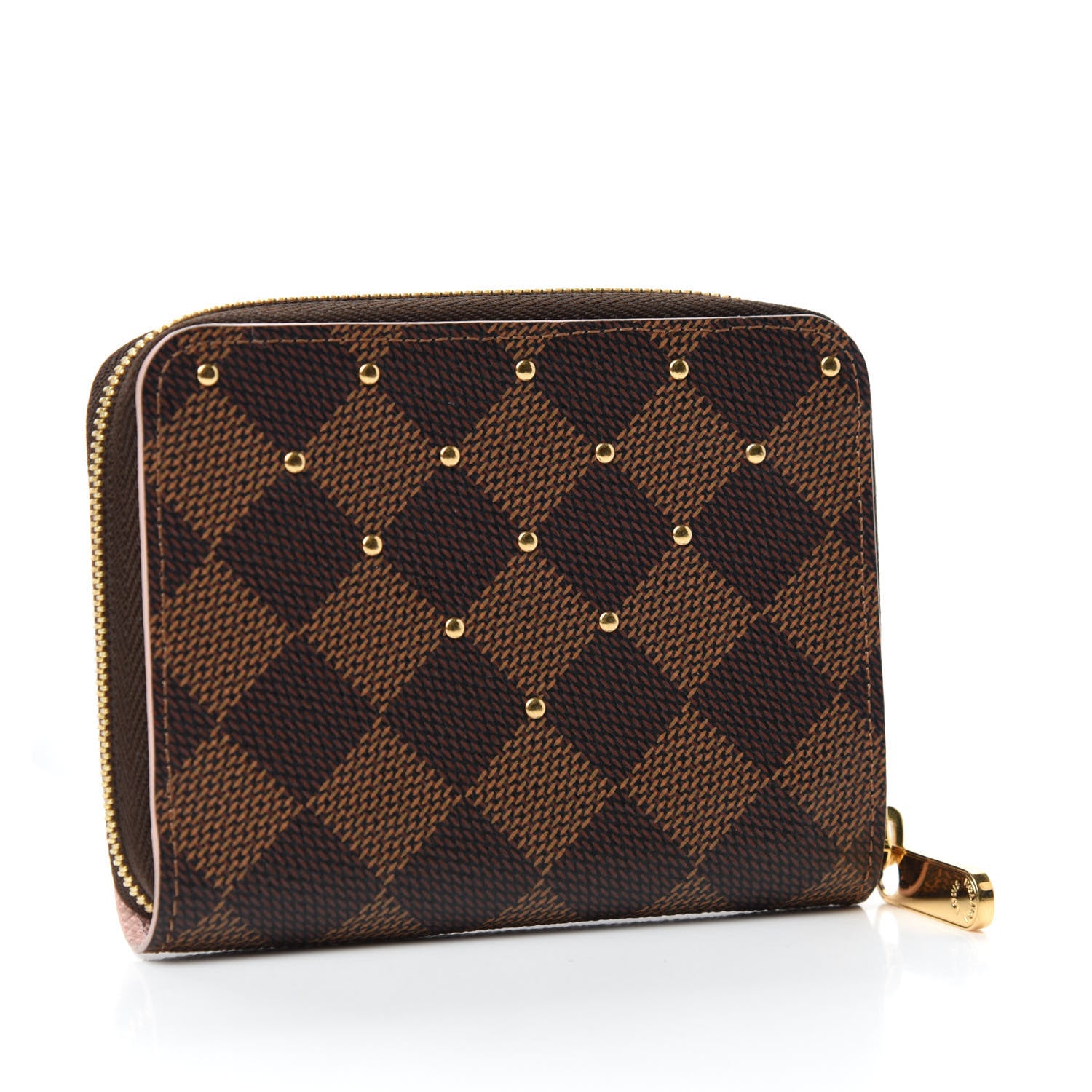 Louis Vuitton Damier Ebene Studded Zippy Coin Purse Rose Ballerine 3 of 8