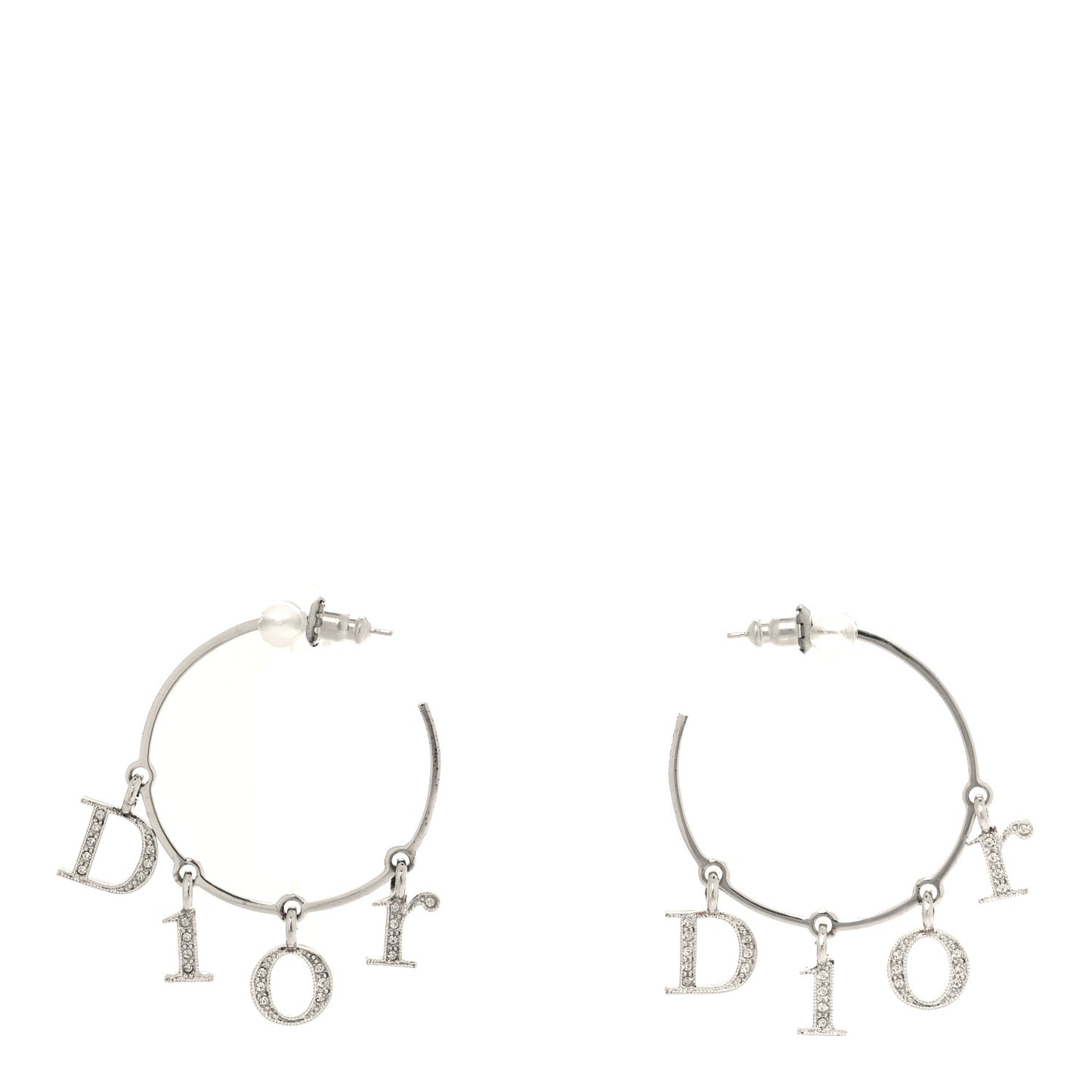 Crystal Hoop Earrings Silver