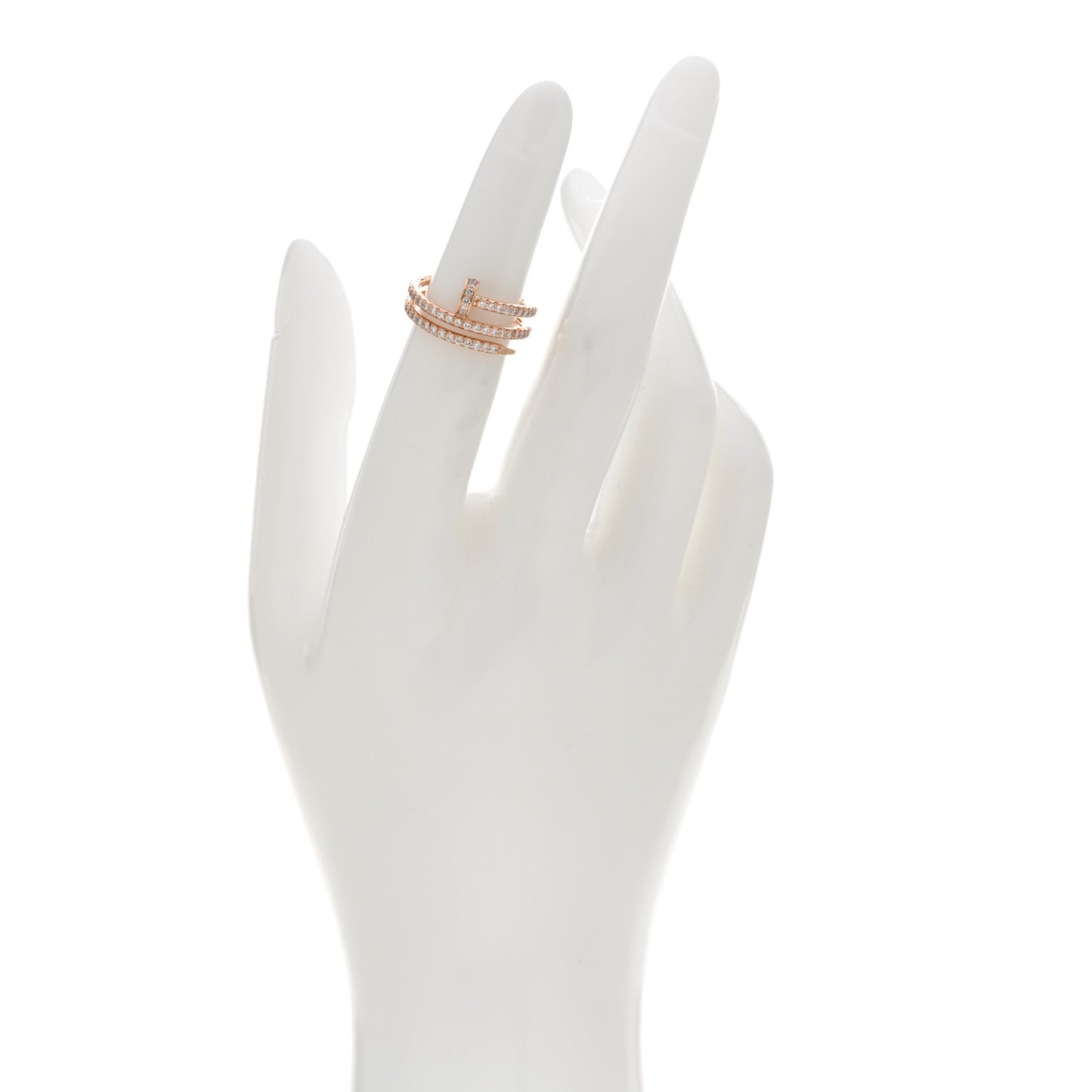 18K Pink Gold Diamond Double Juste Un Clou Paved Ring 49 5