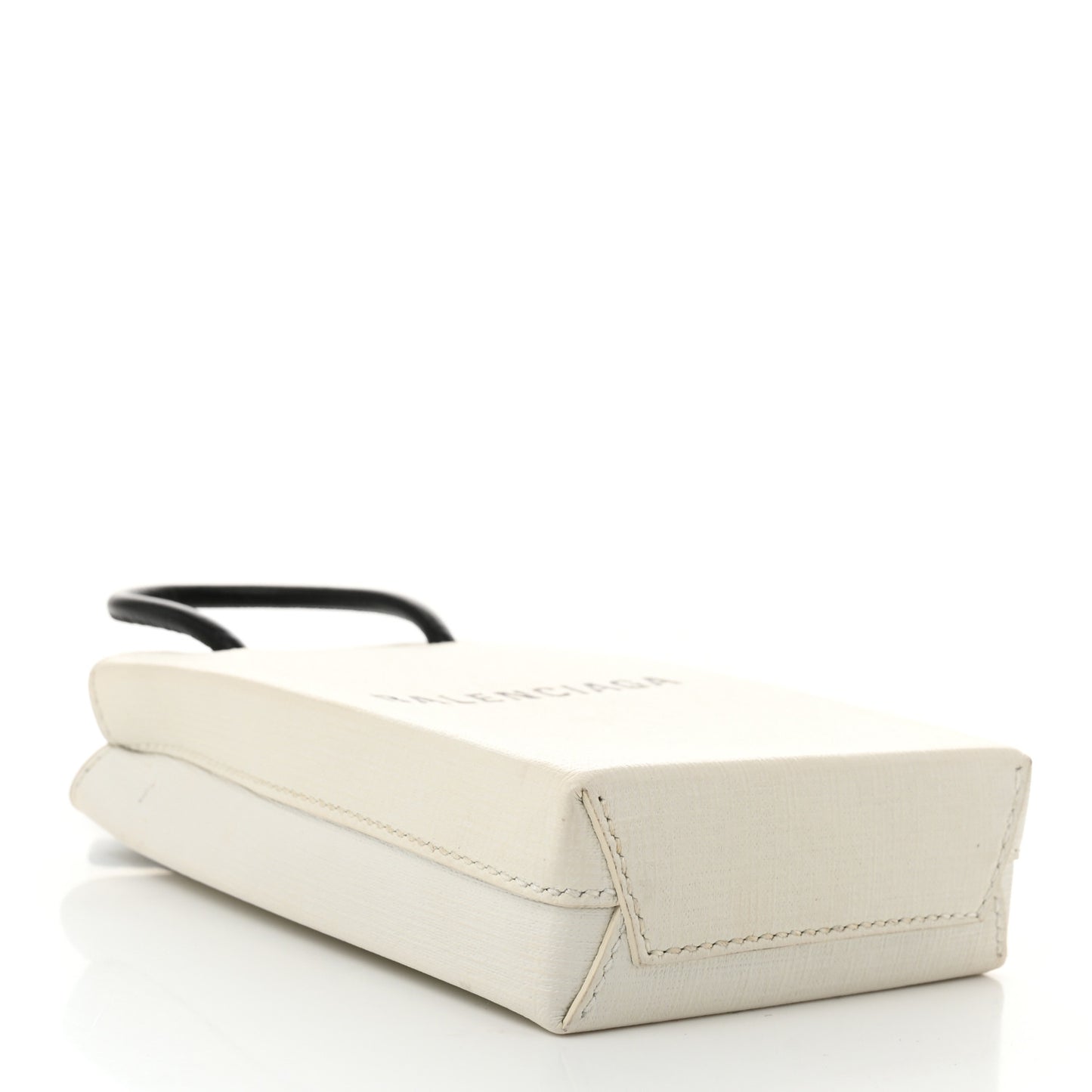 Squared Calfskin Logo Shopping Phone Holder Bag White