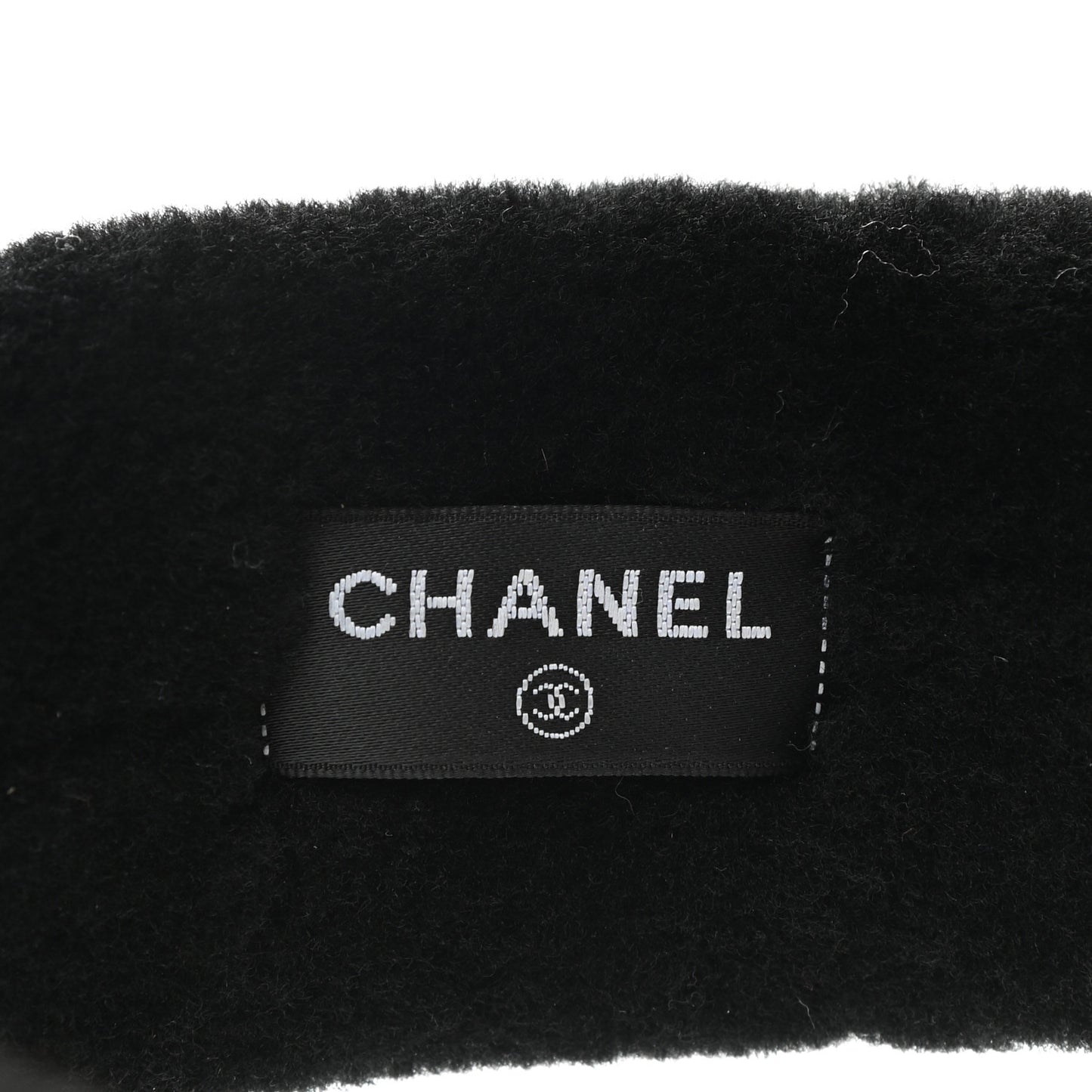 Shearling Logo Headband Black White