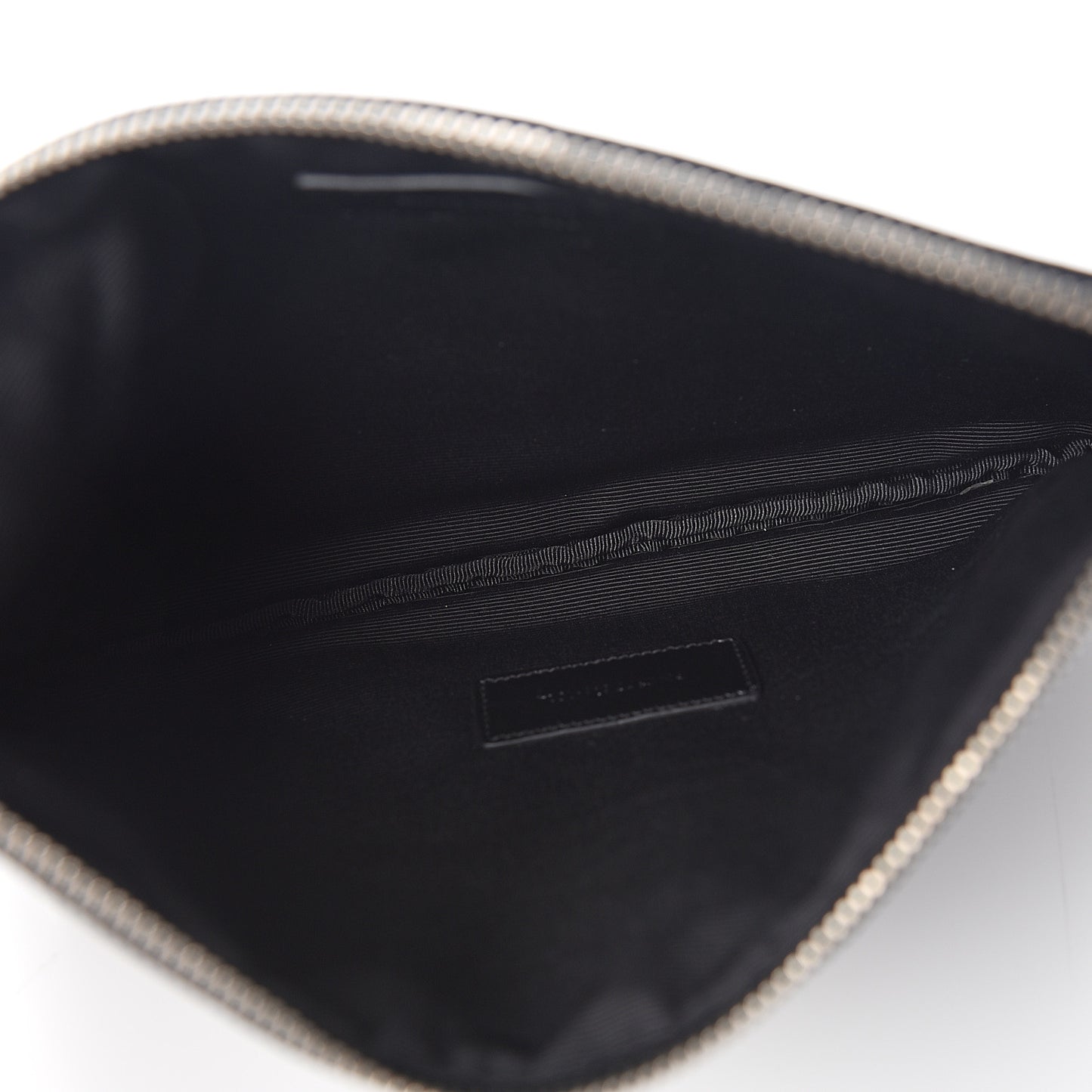 Calfskin Crocodile Embossed Monogram Zip Pouch Black