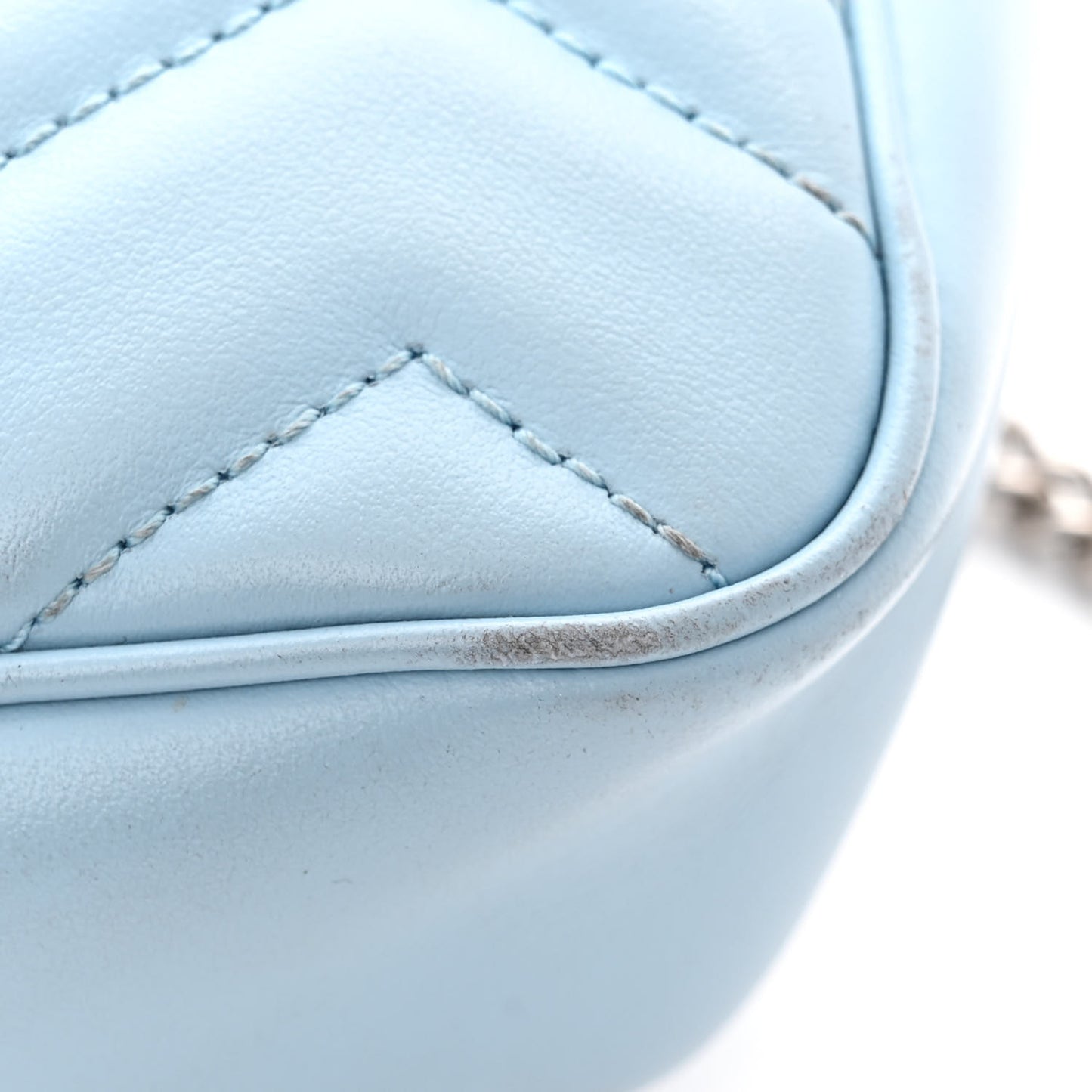 Calfskin Matelasse Super Mini GG Marmont Shoulder Bag Porcelain Light Blue