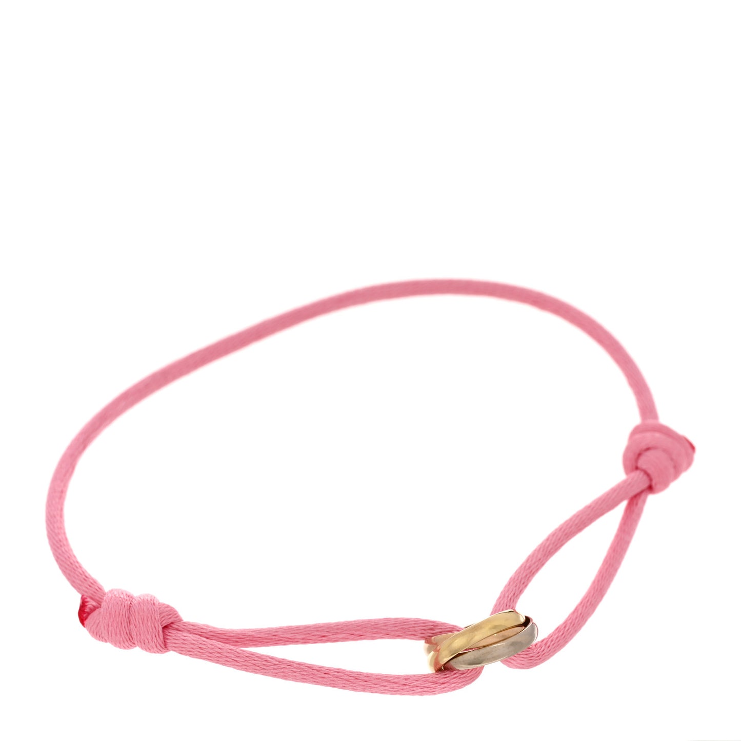 18k Pink Yellow White Gold Trinity Adjustable Cord Bracelet Pink