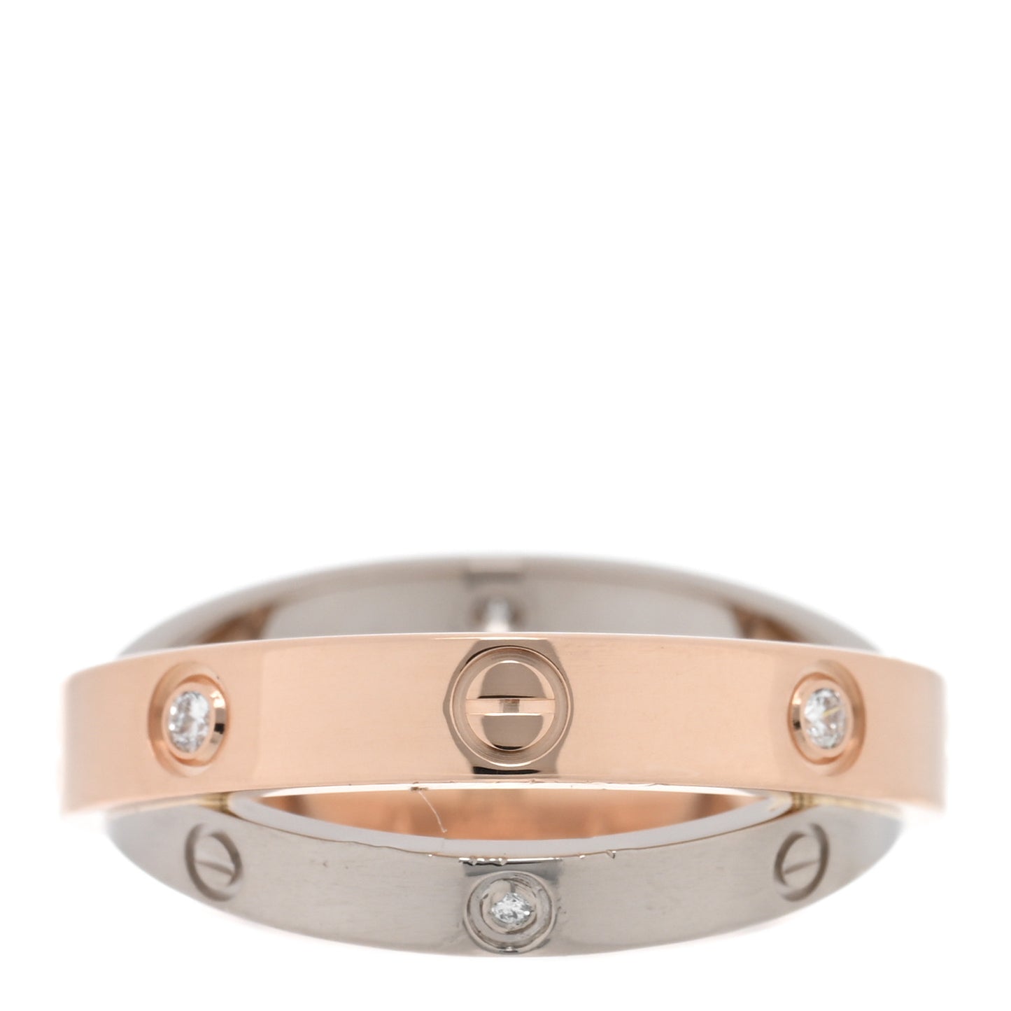 18K Pink White Gold 6 Diamond LOVE Ring 51 5.75
