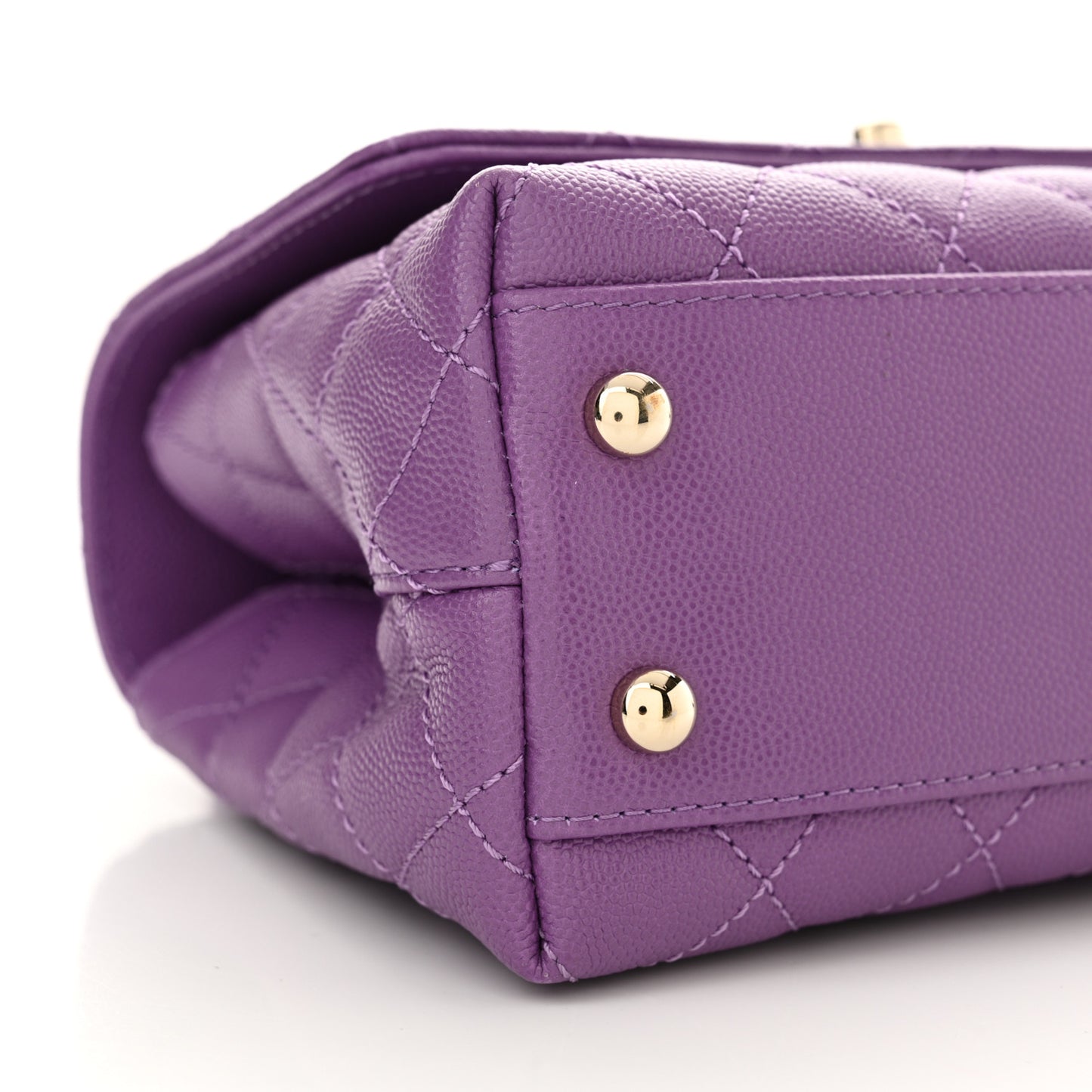 Caviar Quilted Mini Coco Handle Flap Purple