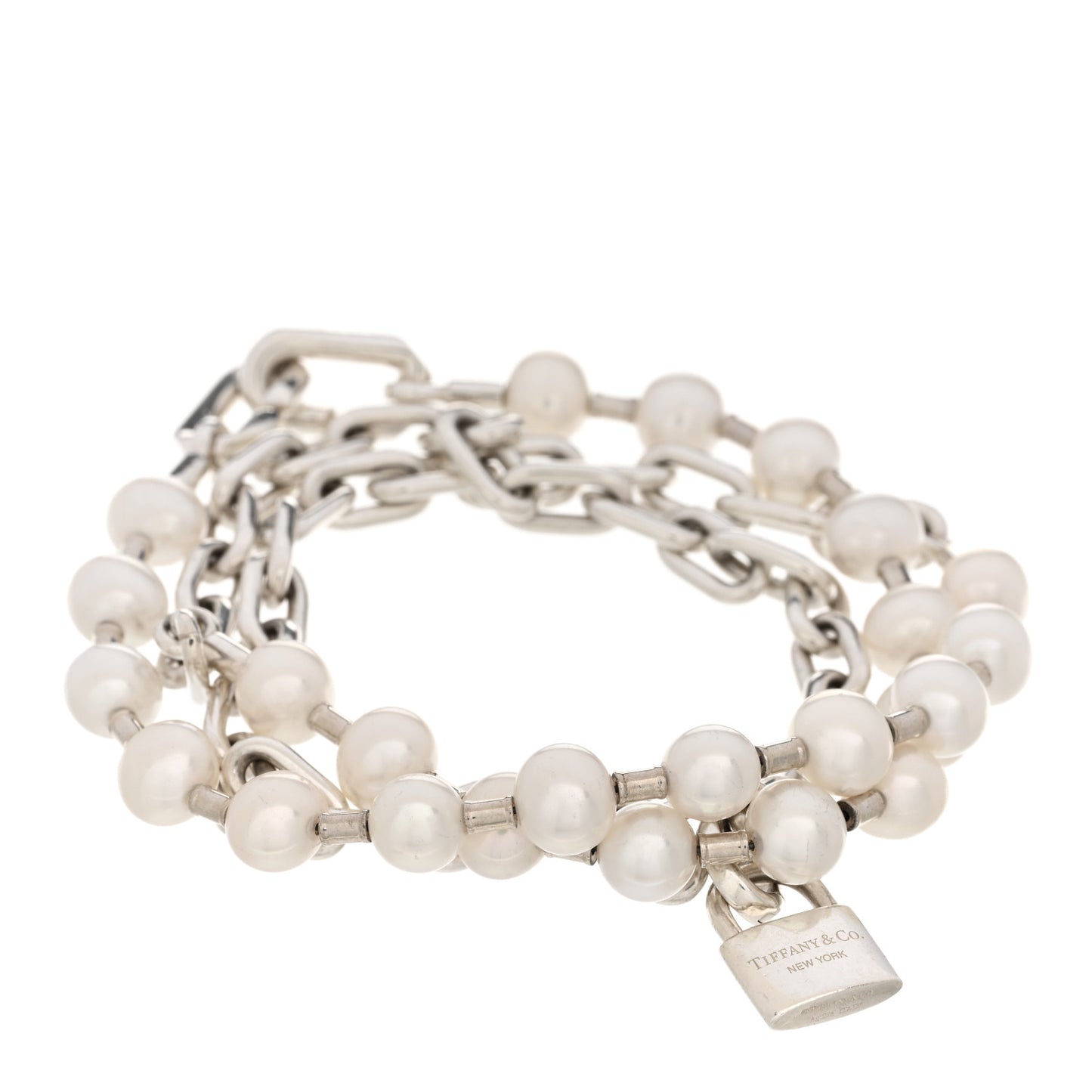 Sterling Silver Pearl HardWear Lock Bracelet