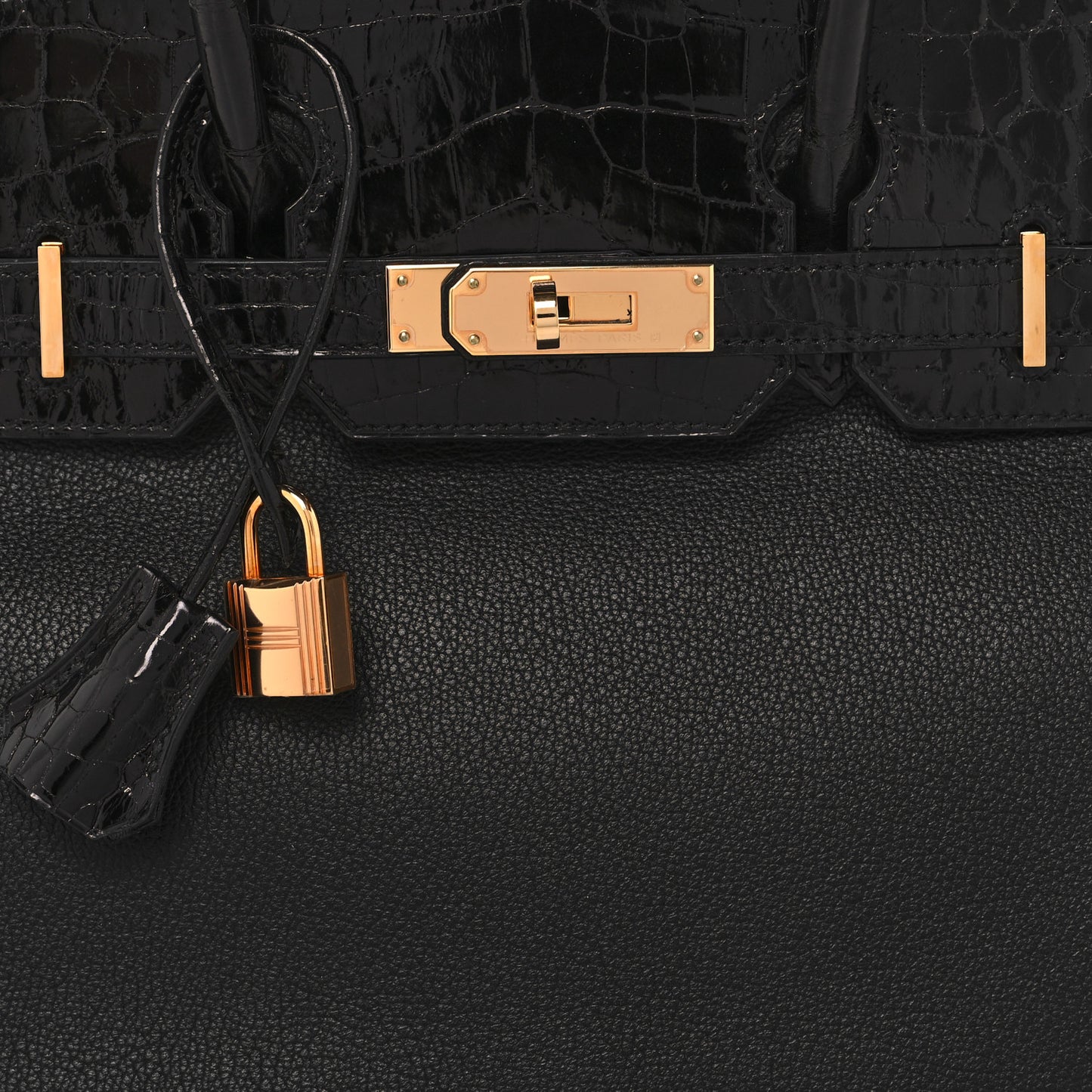 Taurillon Novillo Shiny Niloticus Crocodile Birkin Touch 30 Black