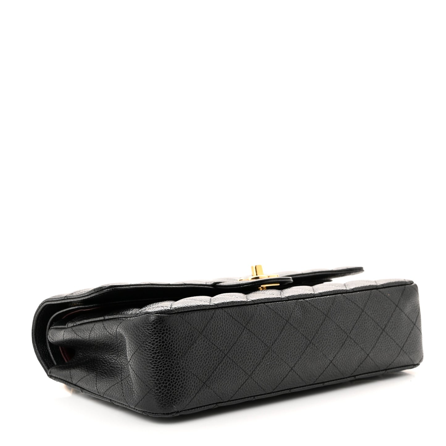 Caviar Quilted Medium Double Flap Black