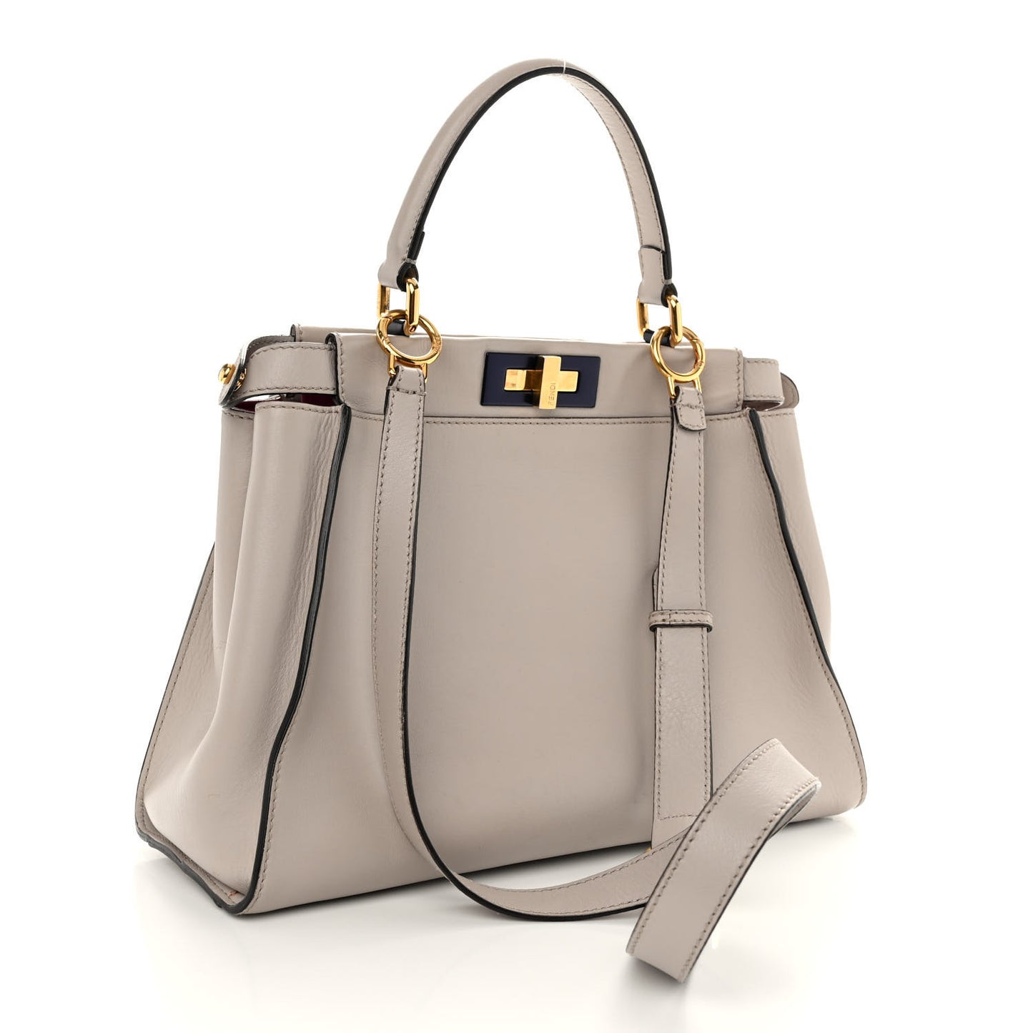 Vitello Seta Shiny Nappa Medium Peekaboo Iconic Satchel Grigio Polvere Magenta