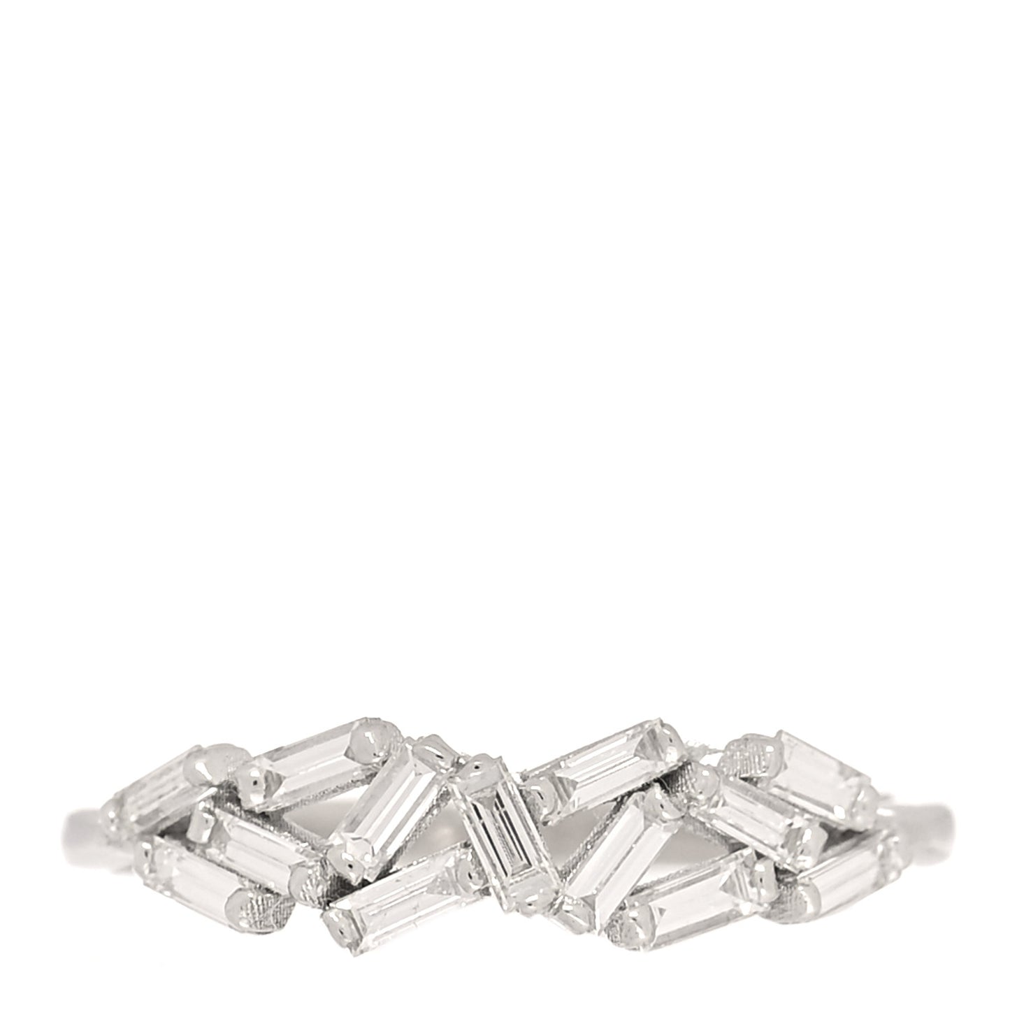 18K White Gold Diamond Baguette Fireworks Ring 54 6.75