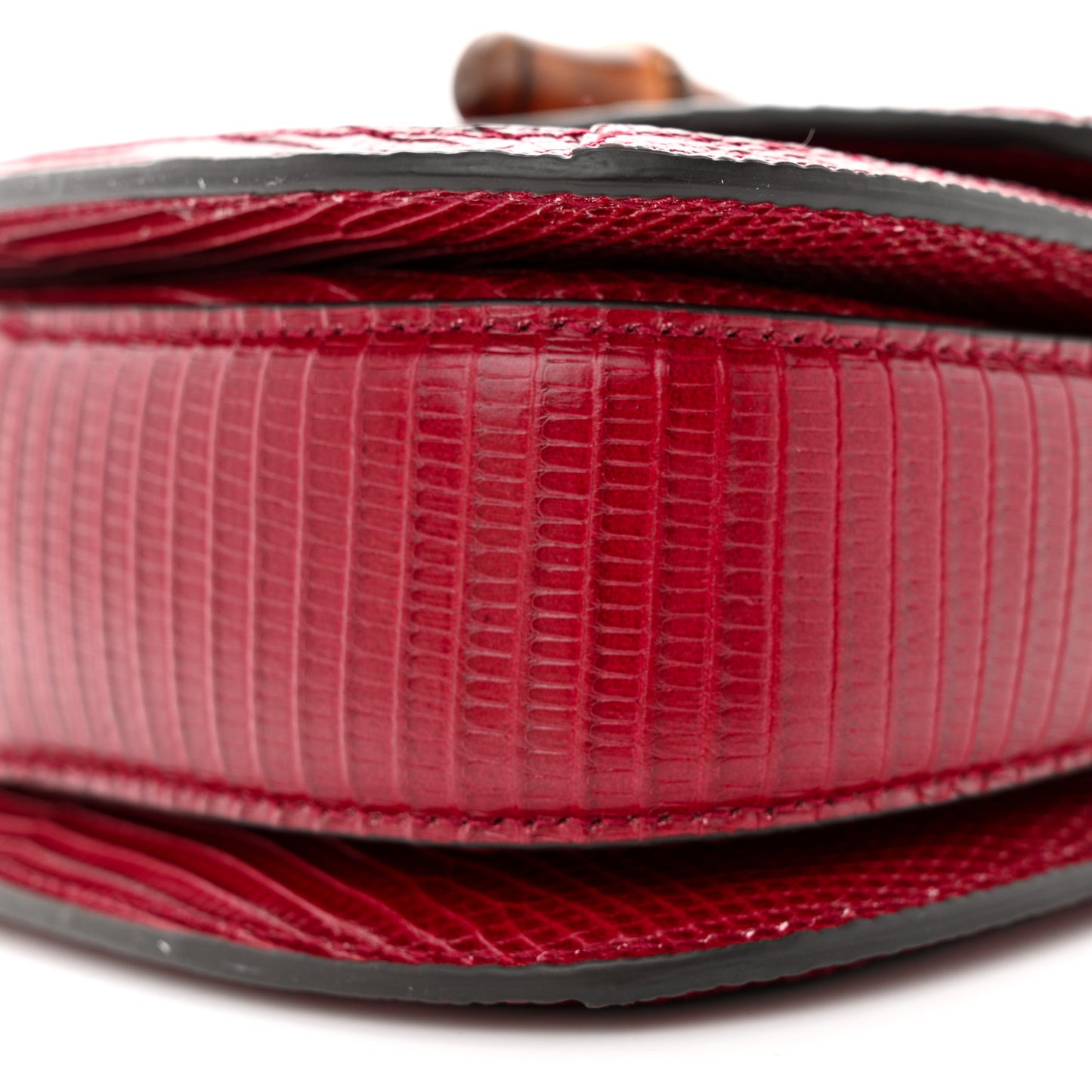 Moire Fabric Calfskin Rhinestone Monogram Monochrome Lizard Embossed Mini Bamboo 1947 Top Handle Chain Bag Red