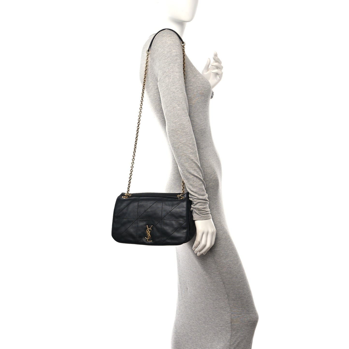 Lambskin Matelasse Monogram Small Jamie 4.3 Black