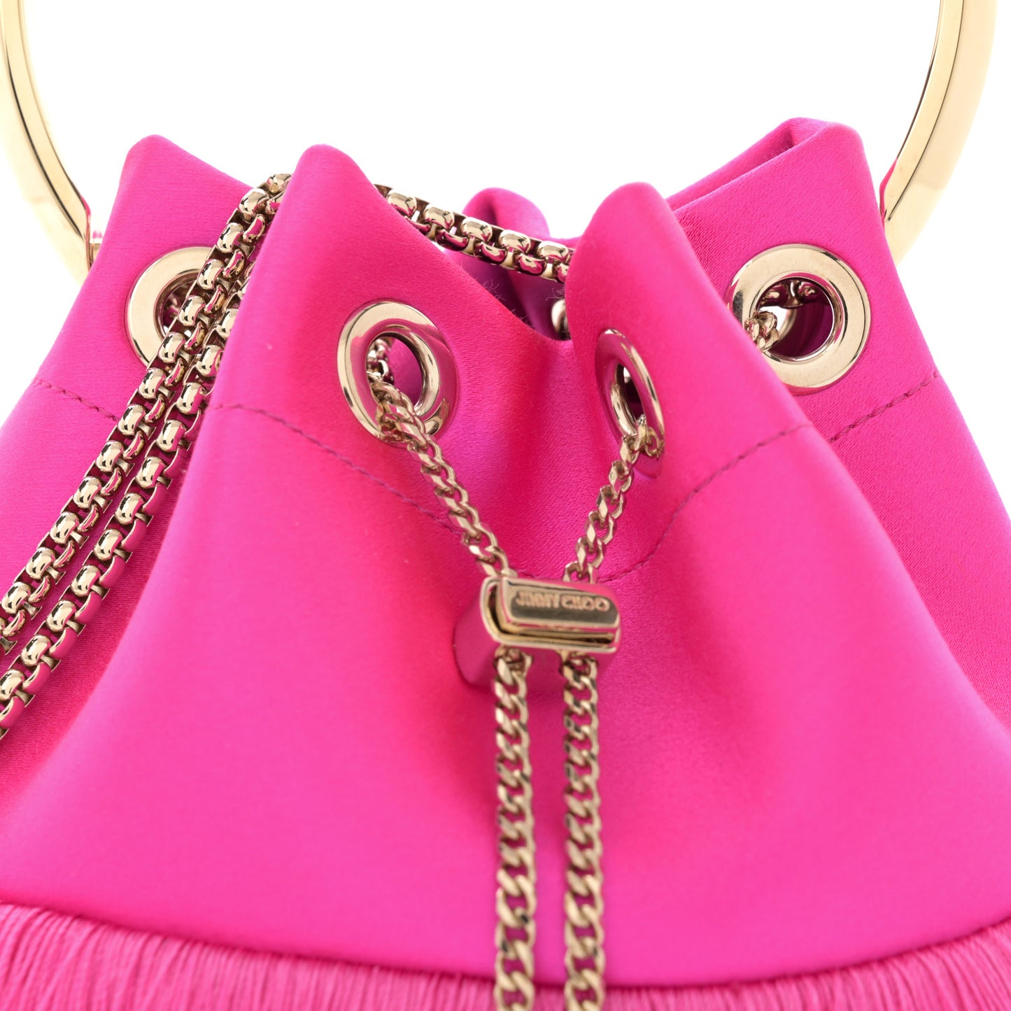 Satin Fringe Bon Bon Bag Fuchsia